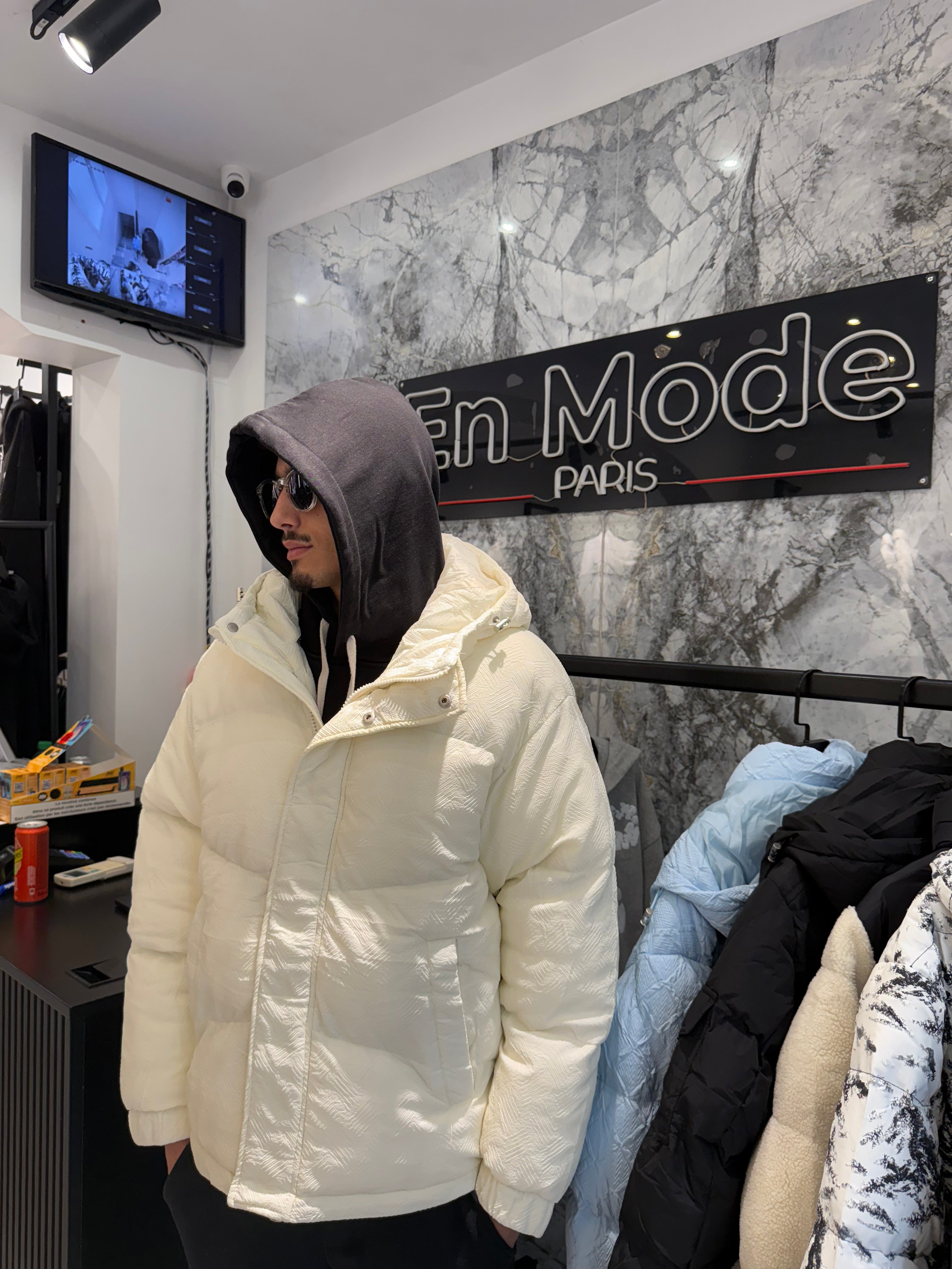 Doudoune rayures Beige