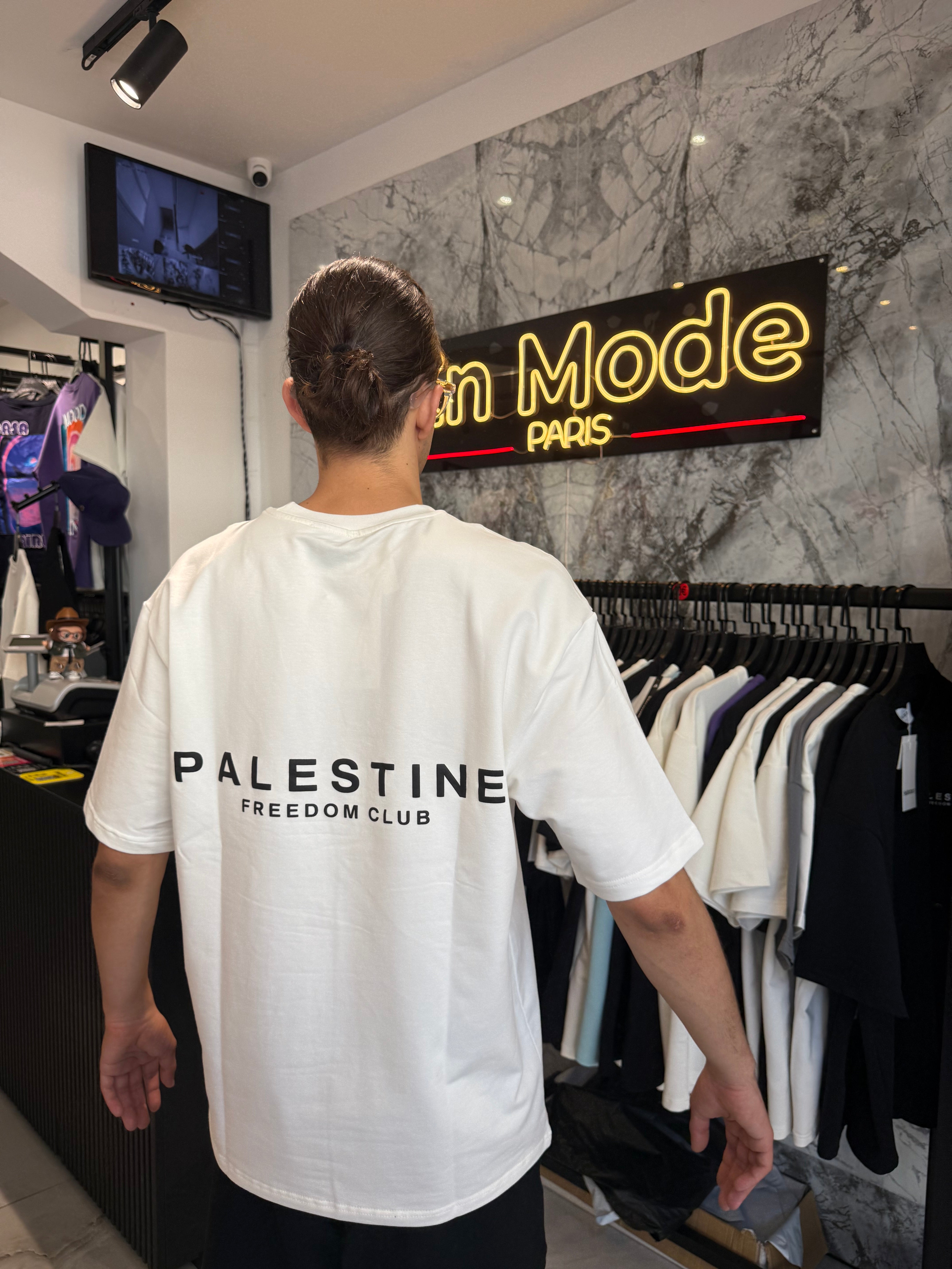 T shirt Palestine Freedom Blanc