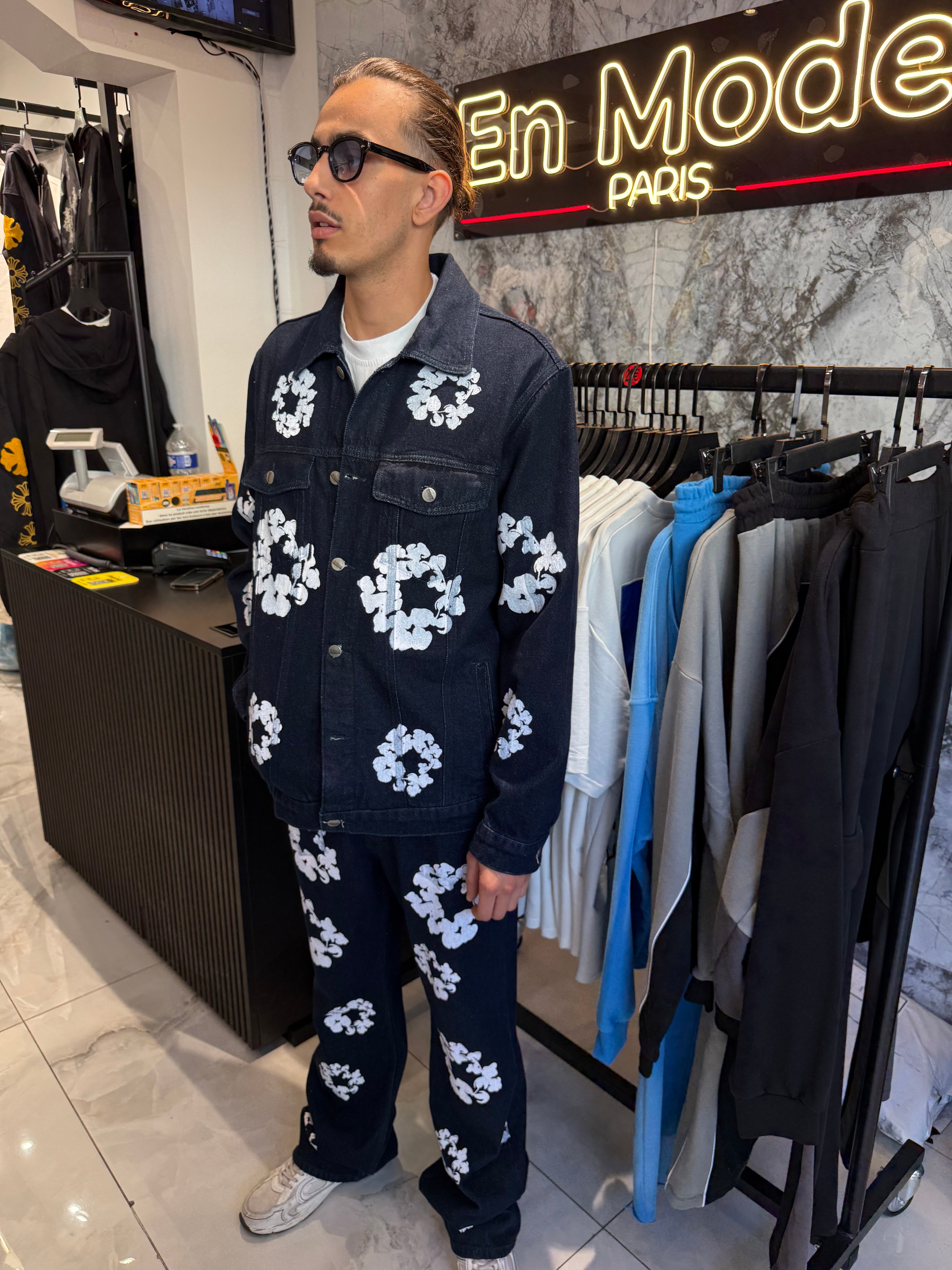 Ensemble Jeans Tears Flower