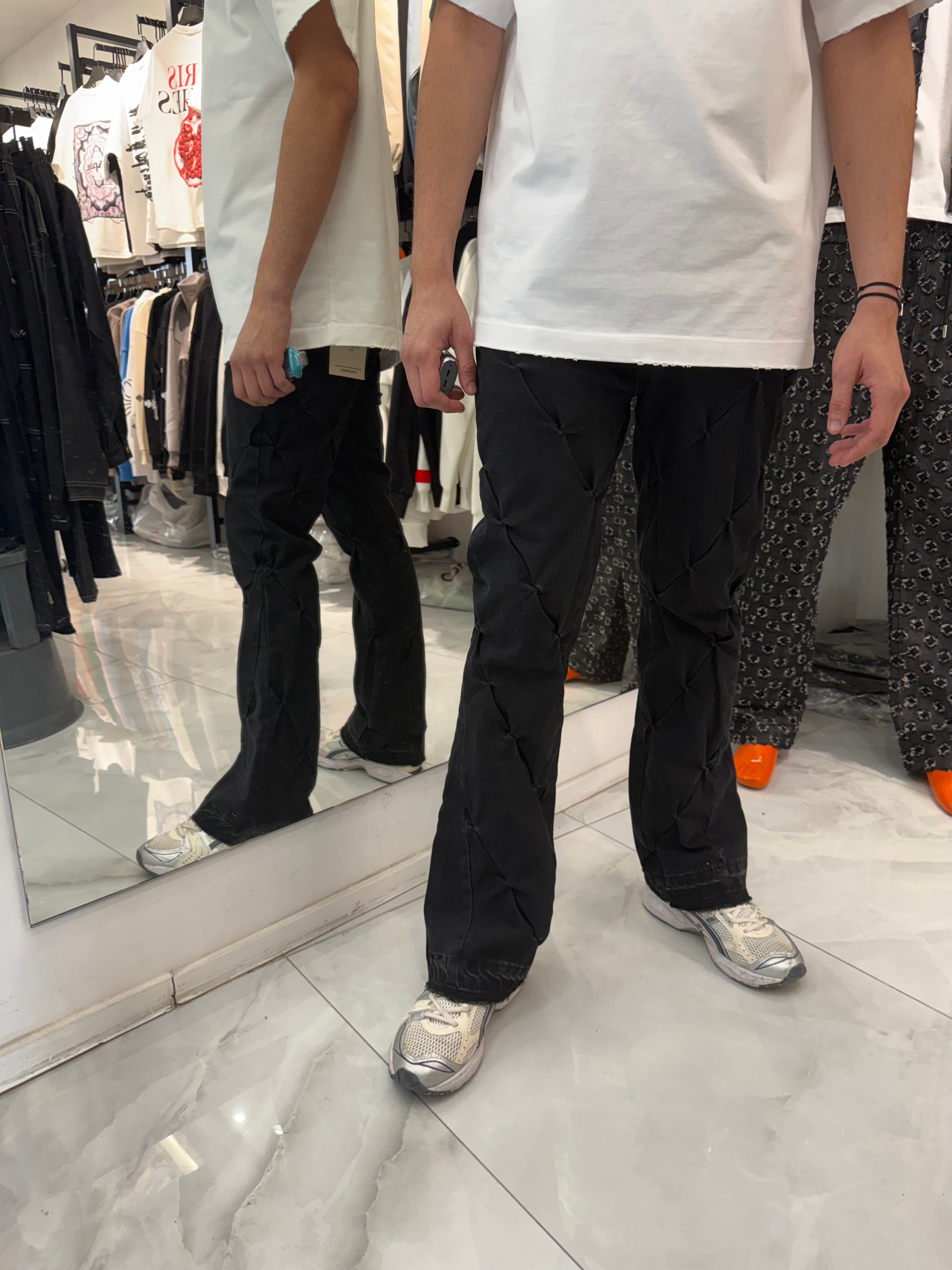 Jean plissé noir Flaire