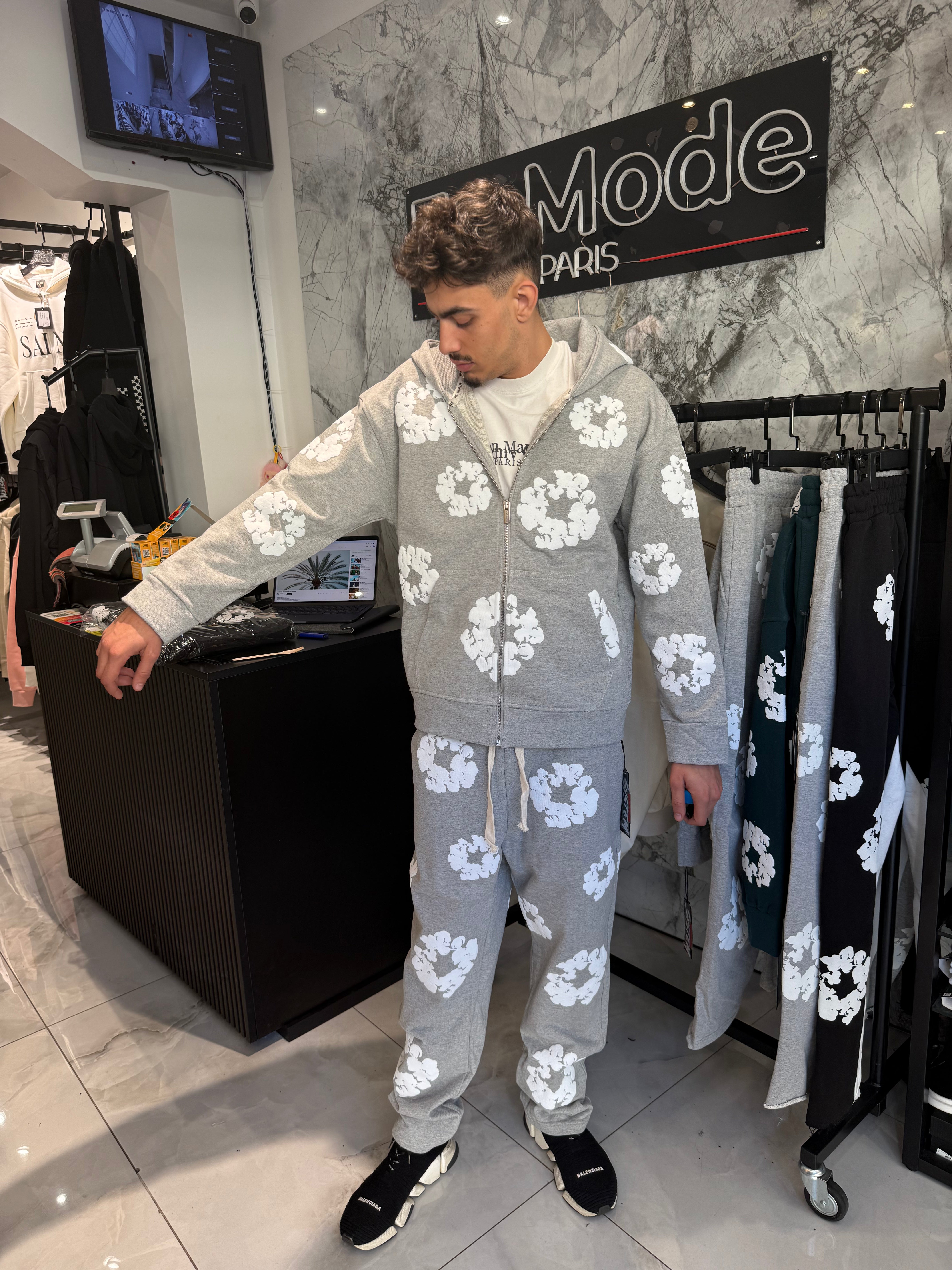 Ensemble Denim Flower Gris Gillet