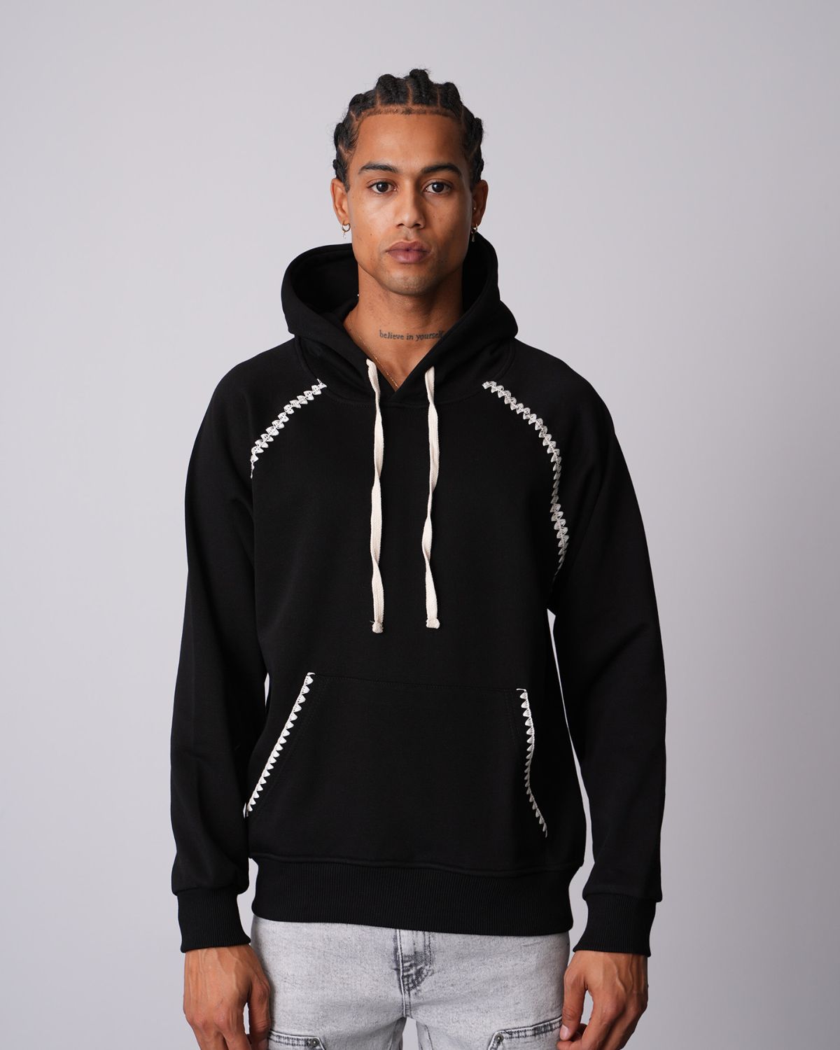 Sweat à Capuche Tricot Black
