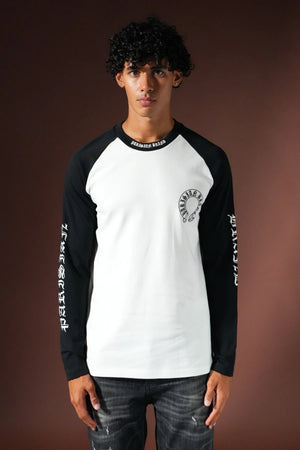 T-shirt Manches Long Blanc/Noir