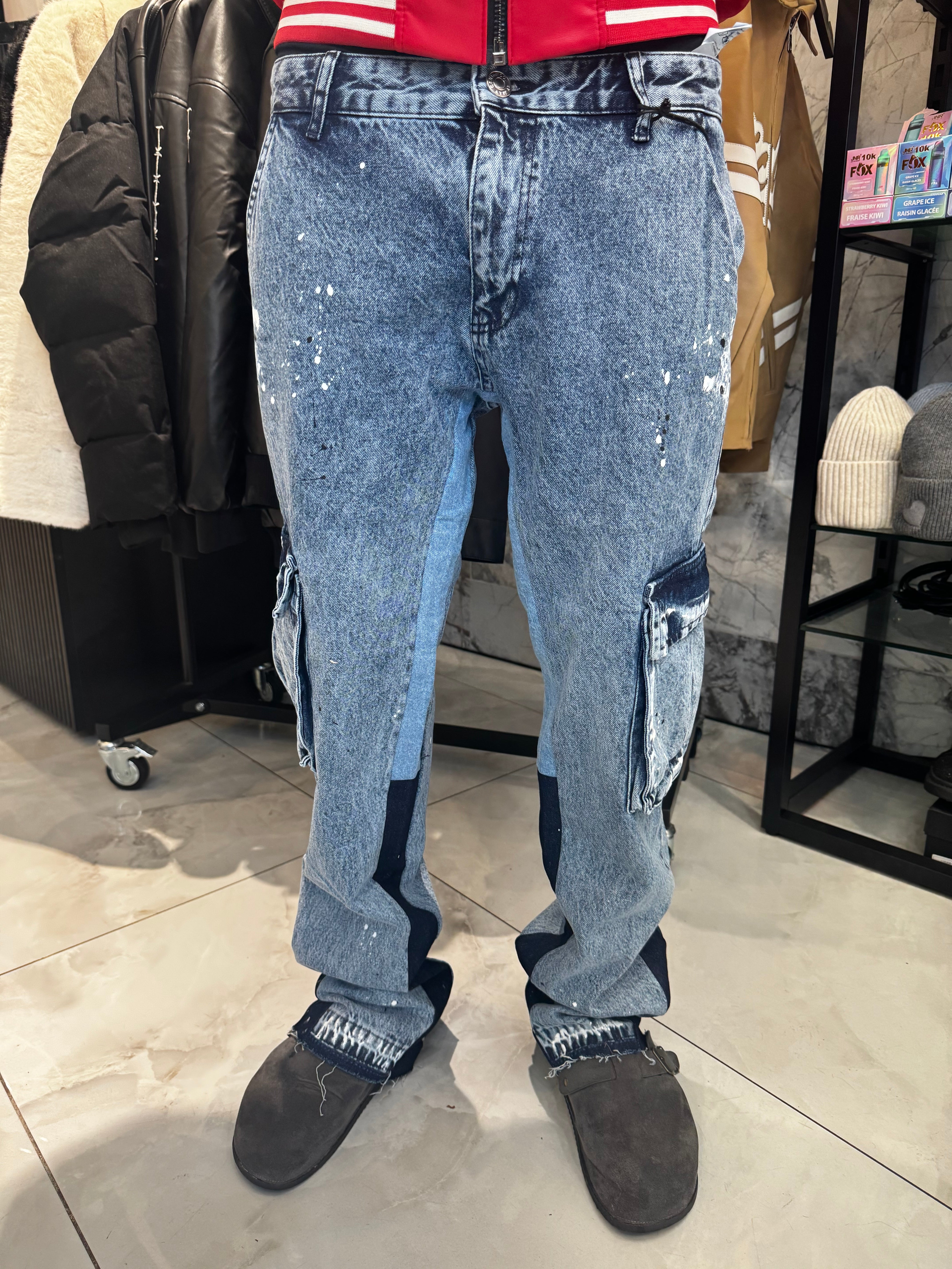 Jean Flare Cargo Bleu