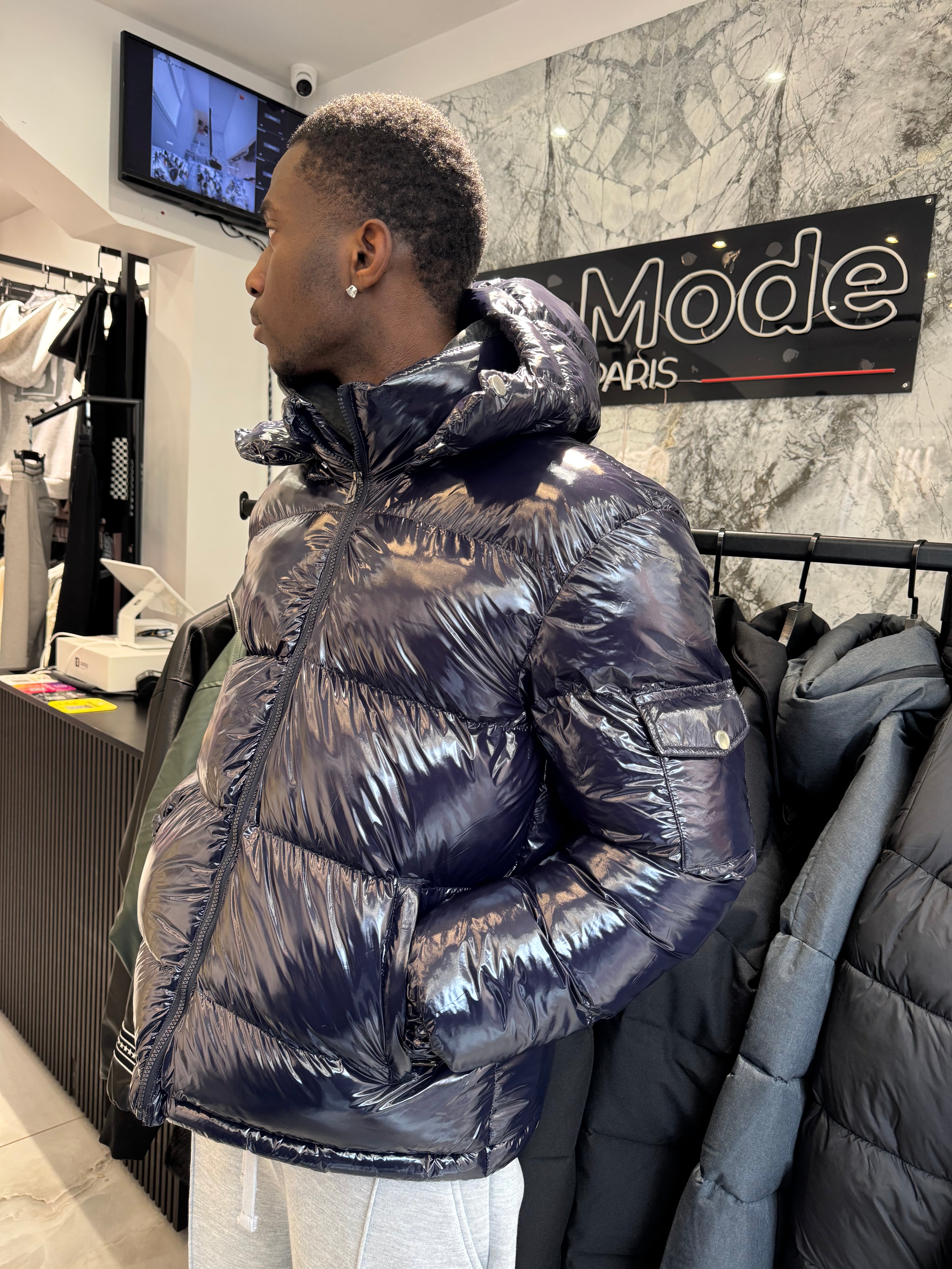 Doudoune Brillante Bleu