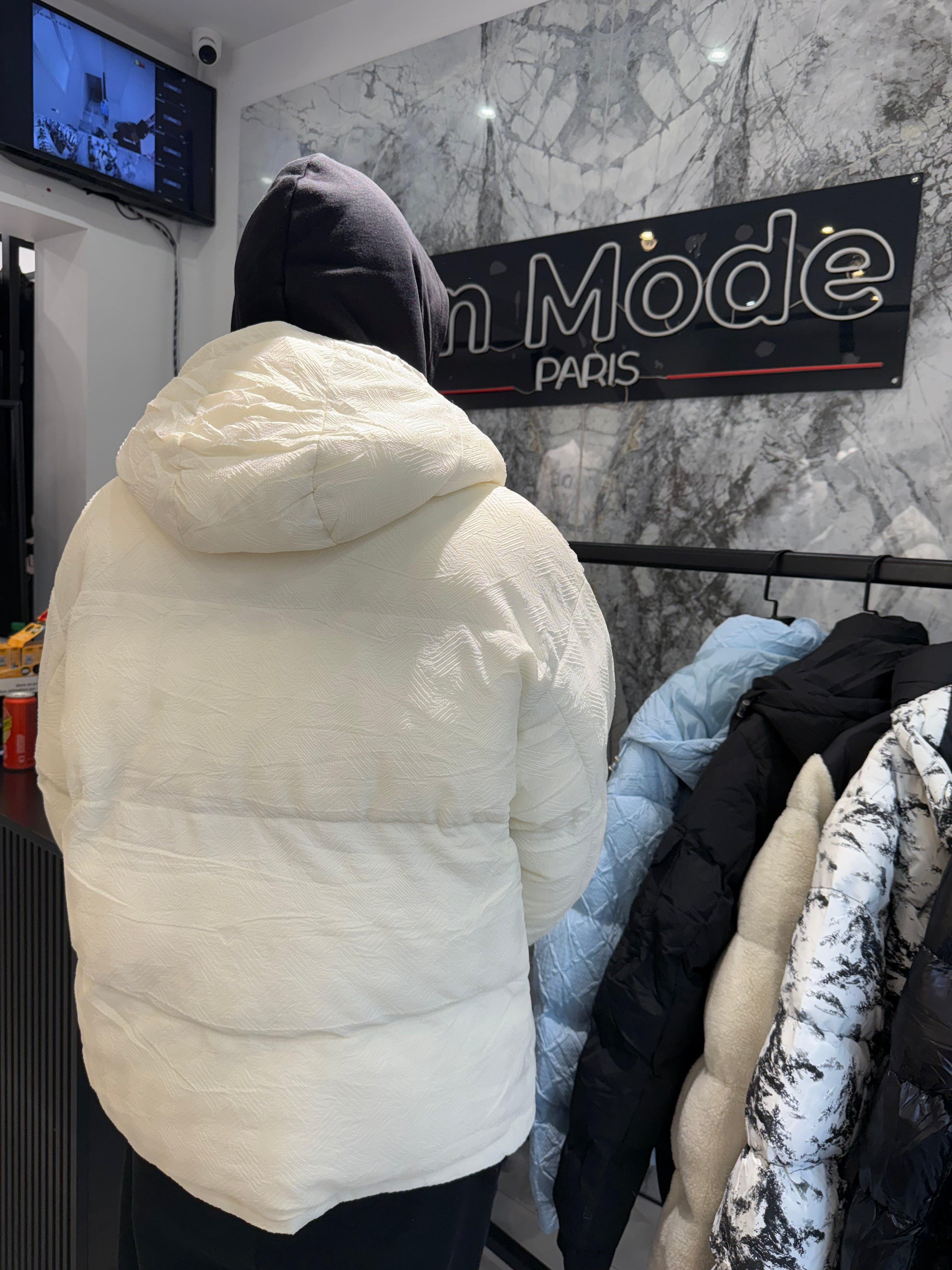 Doudoune rayures Beige