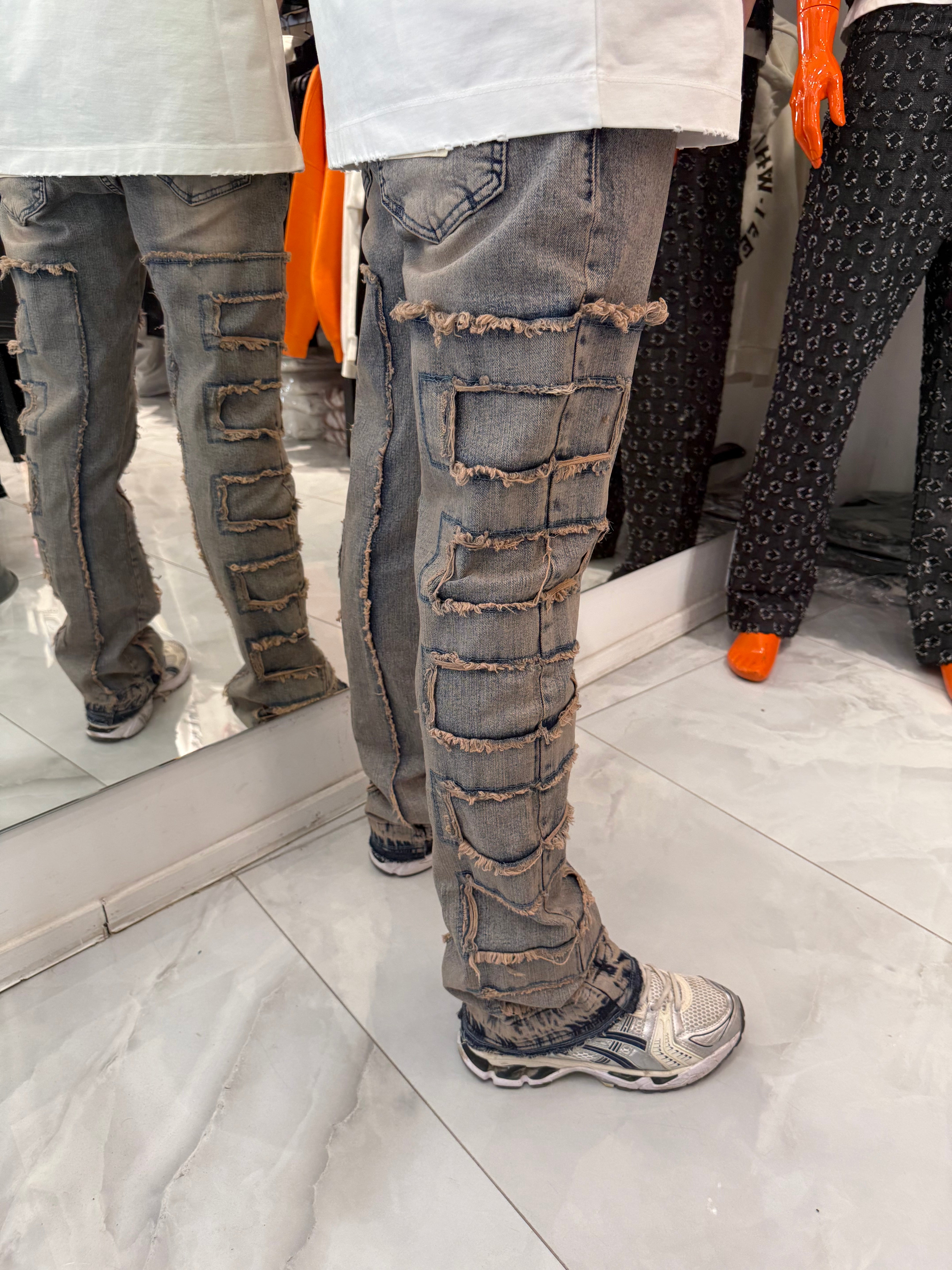 Jean Flaire Patch Bleu délavé