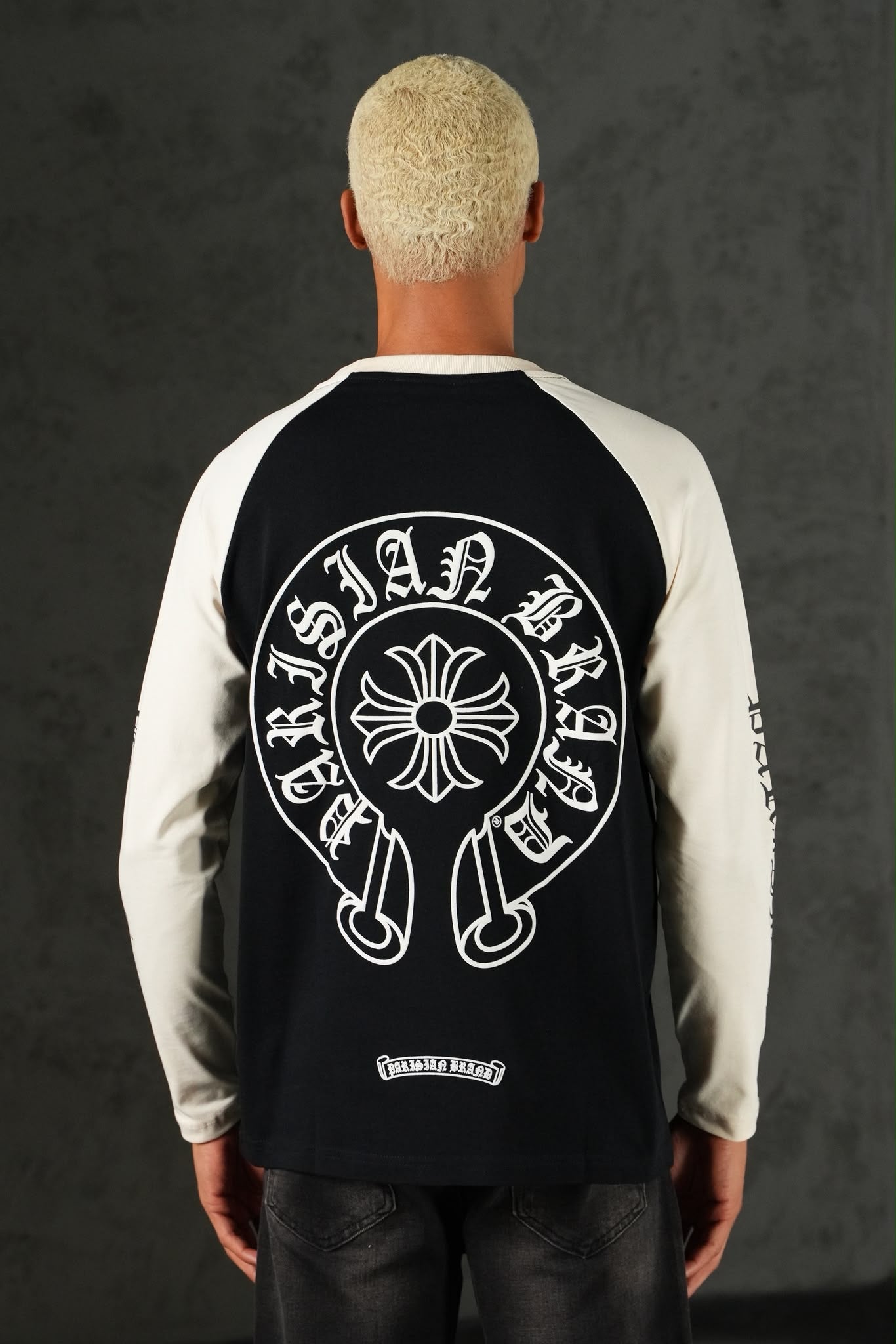 T-shirt Manche long Beige/Noir