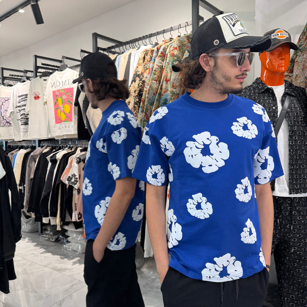 T shirt Flower Bleu