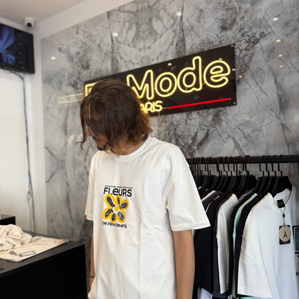 T shirt Flower blanc
