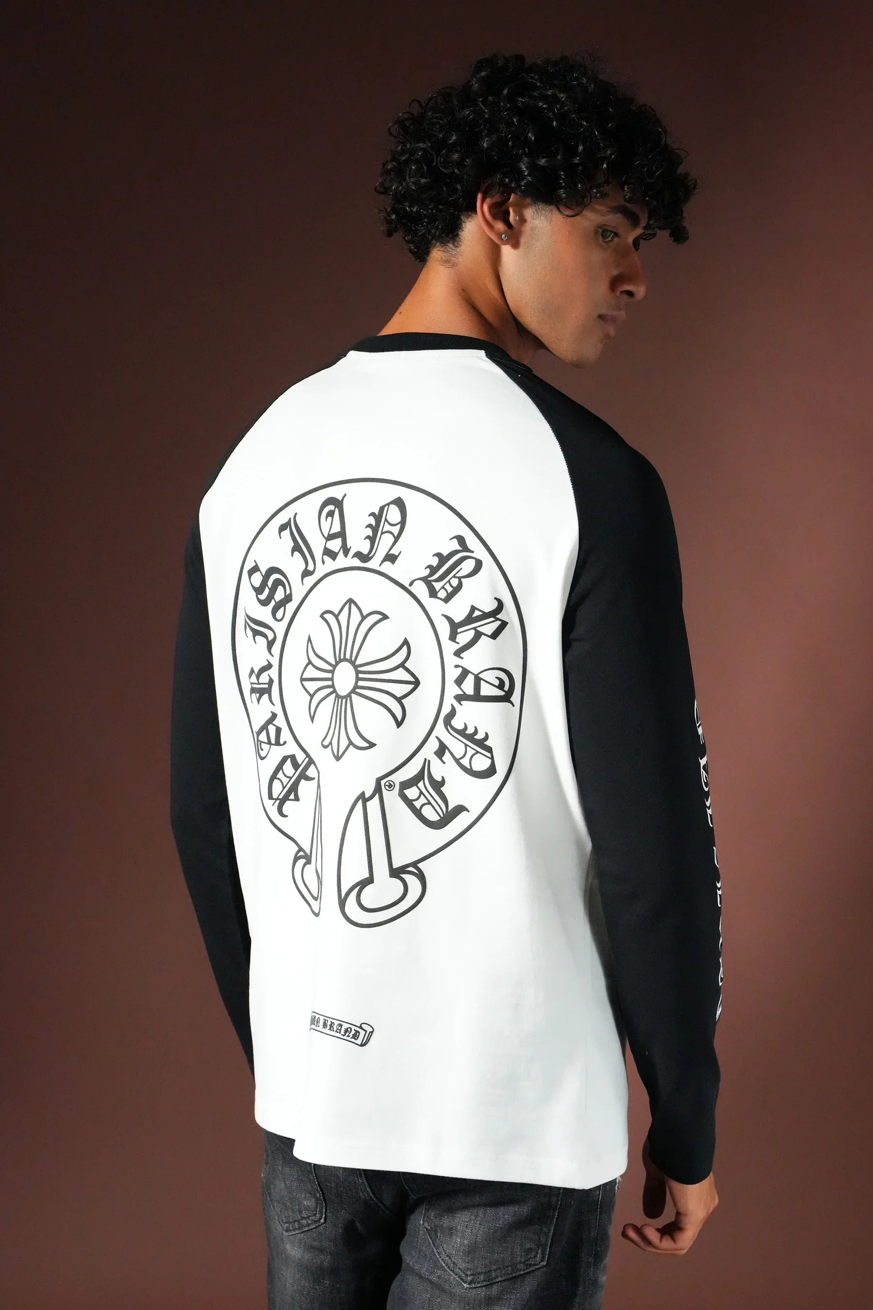 T-shirt Manches Long Blanc / Noir