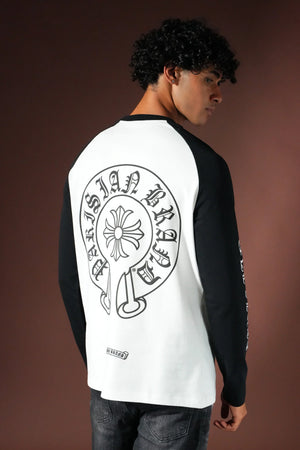T-shirt Manche Long Noir - Blanc