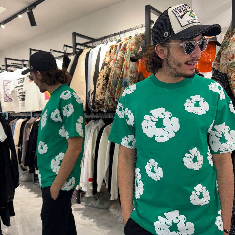 T shirt Flower Vert