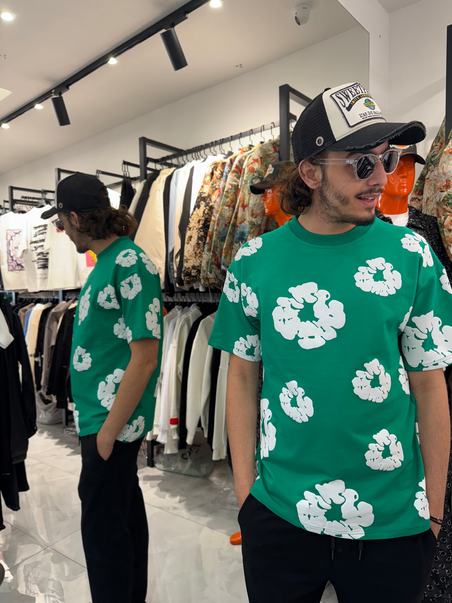 T shirt Flower Vert