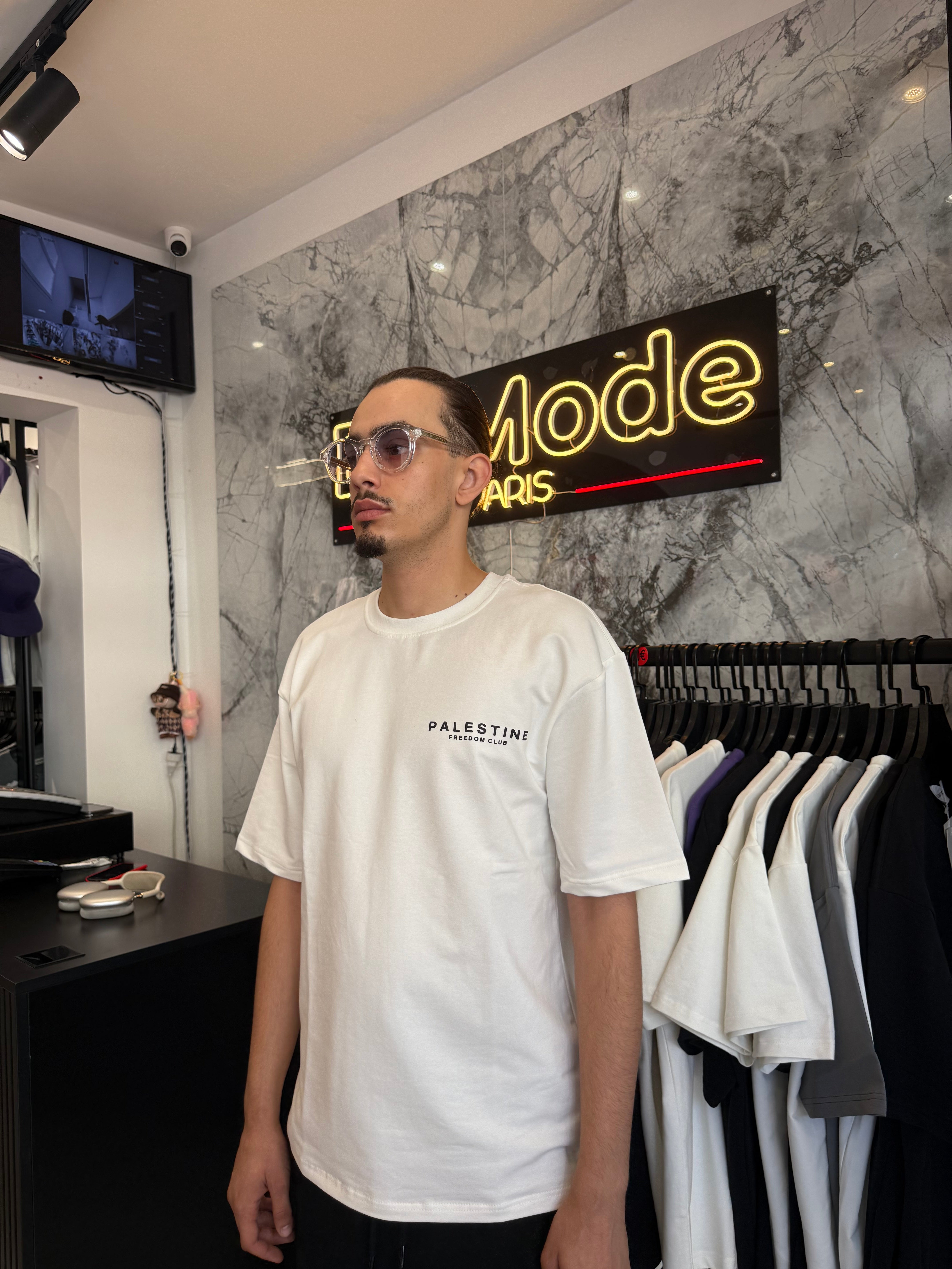 T shirt Palestine Freedom Blanc