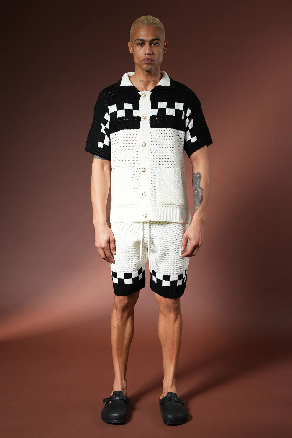 Ensemble Short Noir à Carreaux