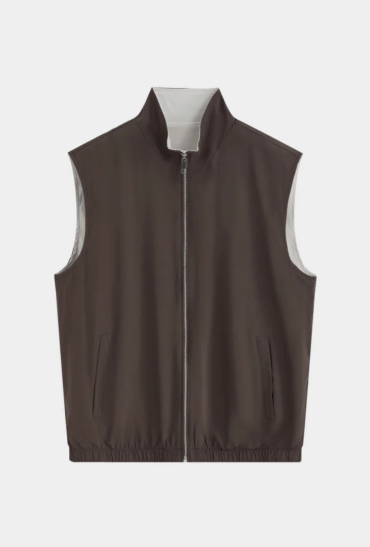 05 Veste Sans manches Réversible Marron - Beige