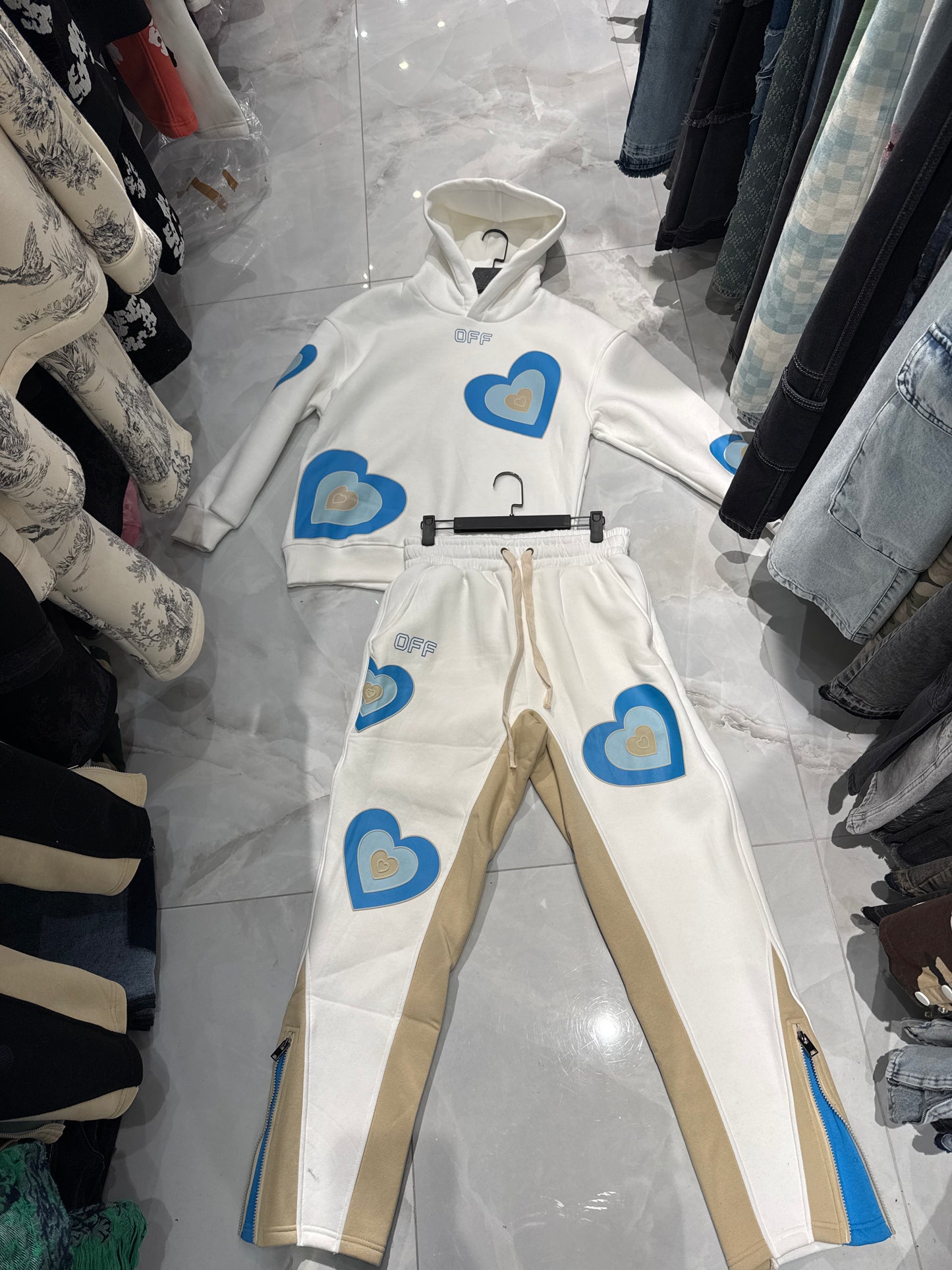 Ensemble Cœur Blanc et bleu