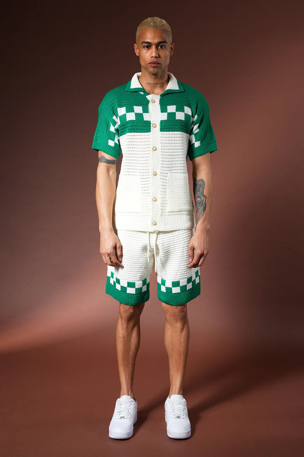 Ensemble Short à Carreaux Vert