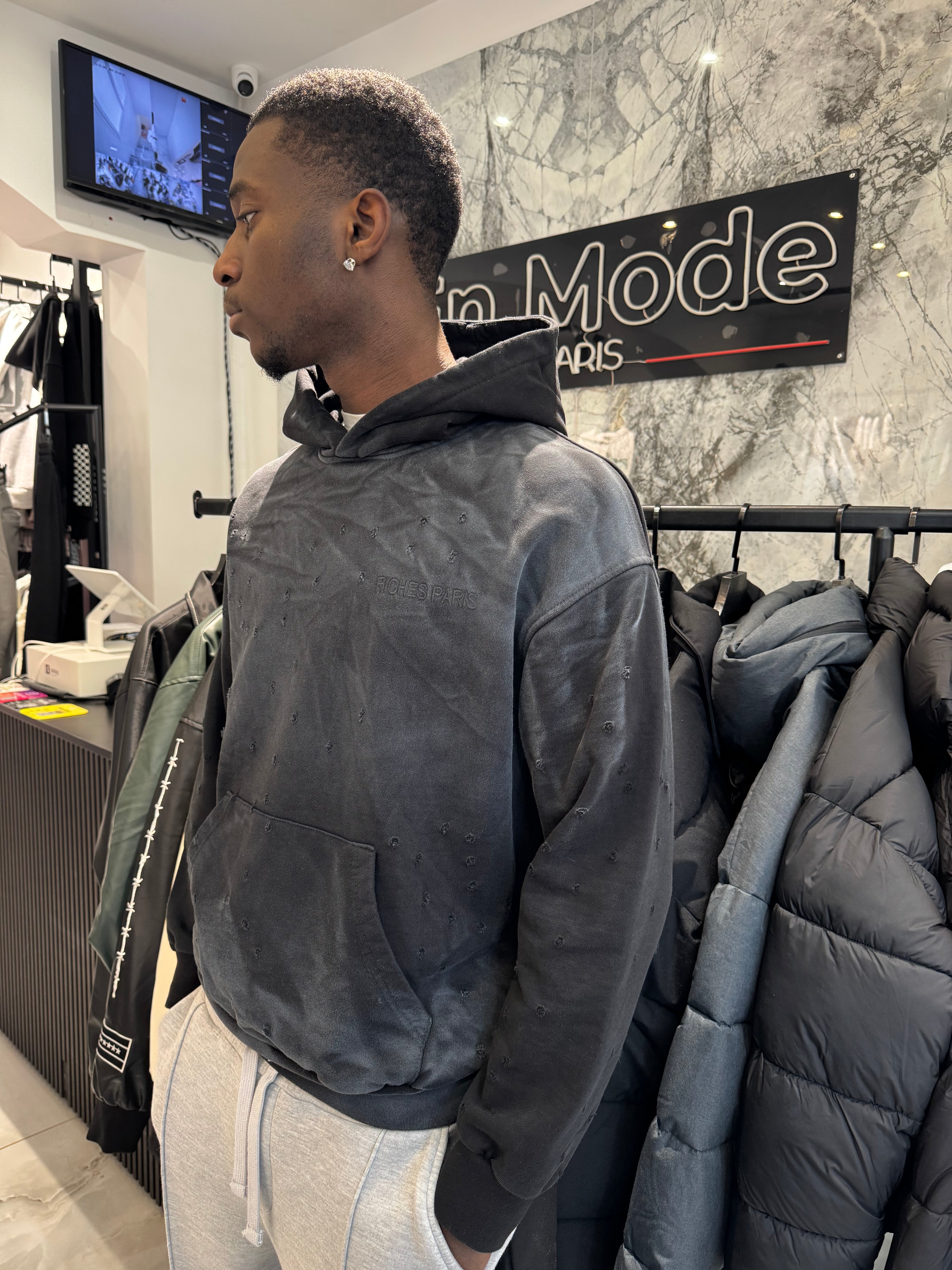 Sweat Riches Paris Détails Noir