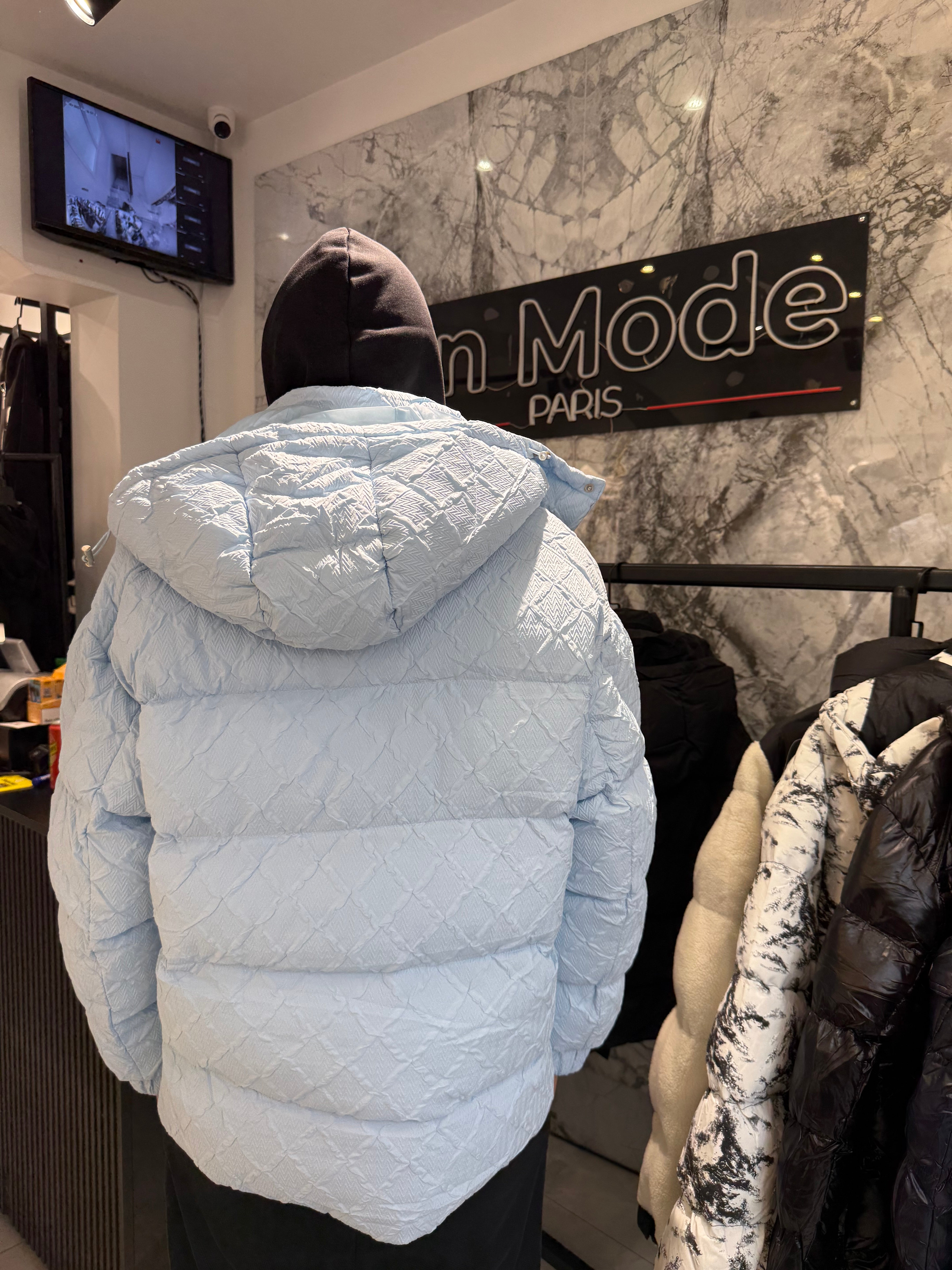 Doudoune pixel Bleue