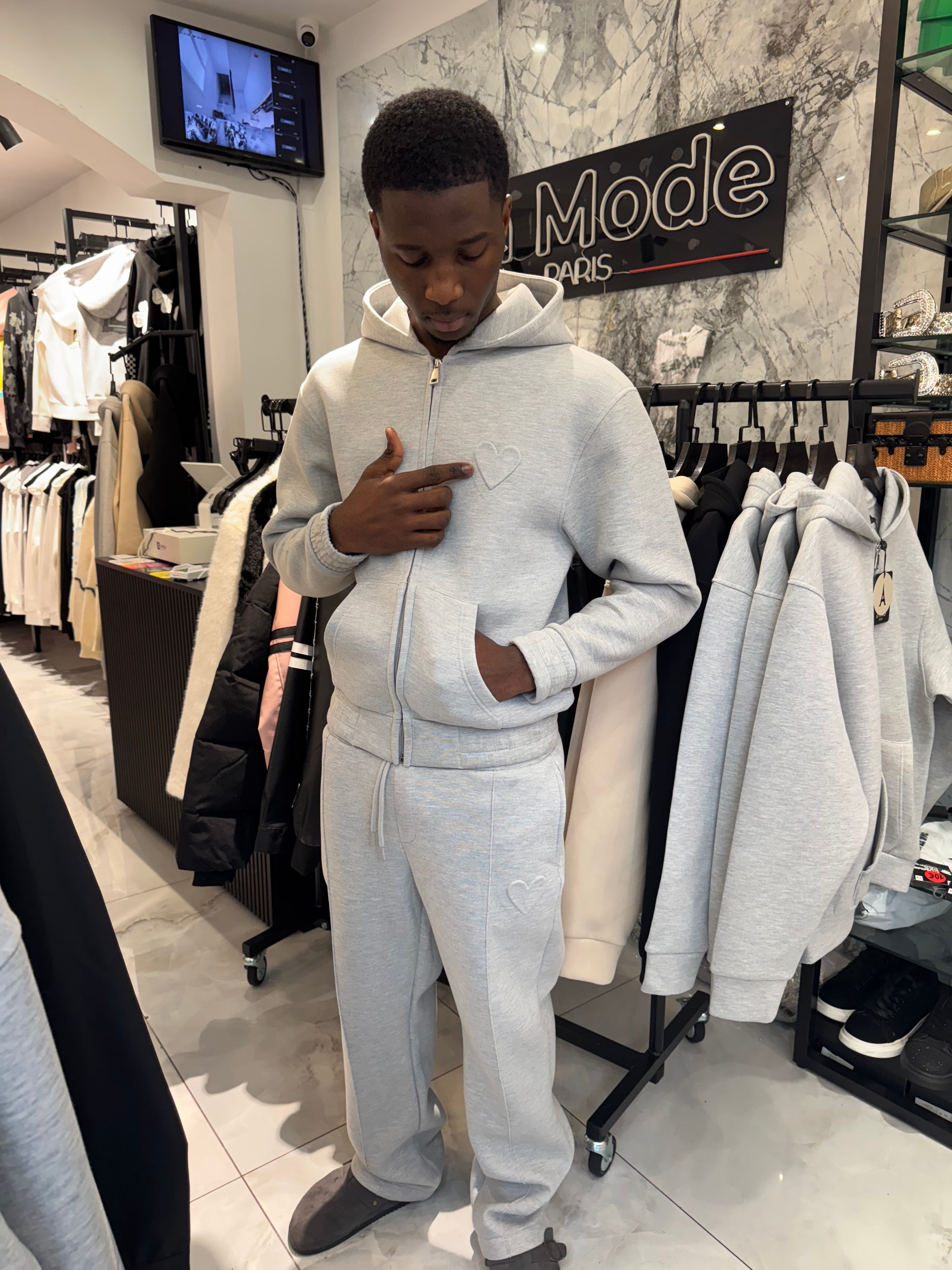 Ensemble Croped Cœur Gris