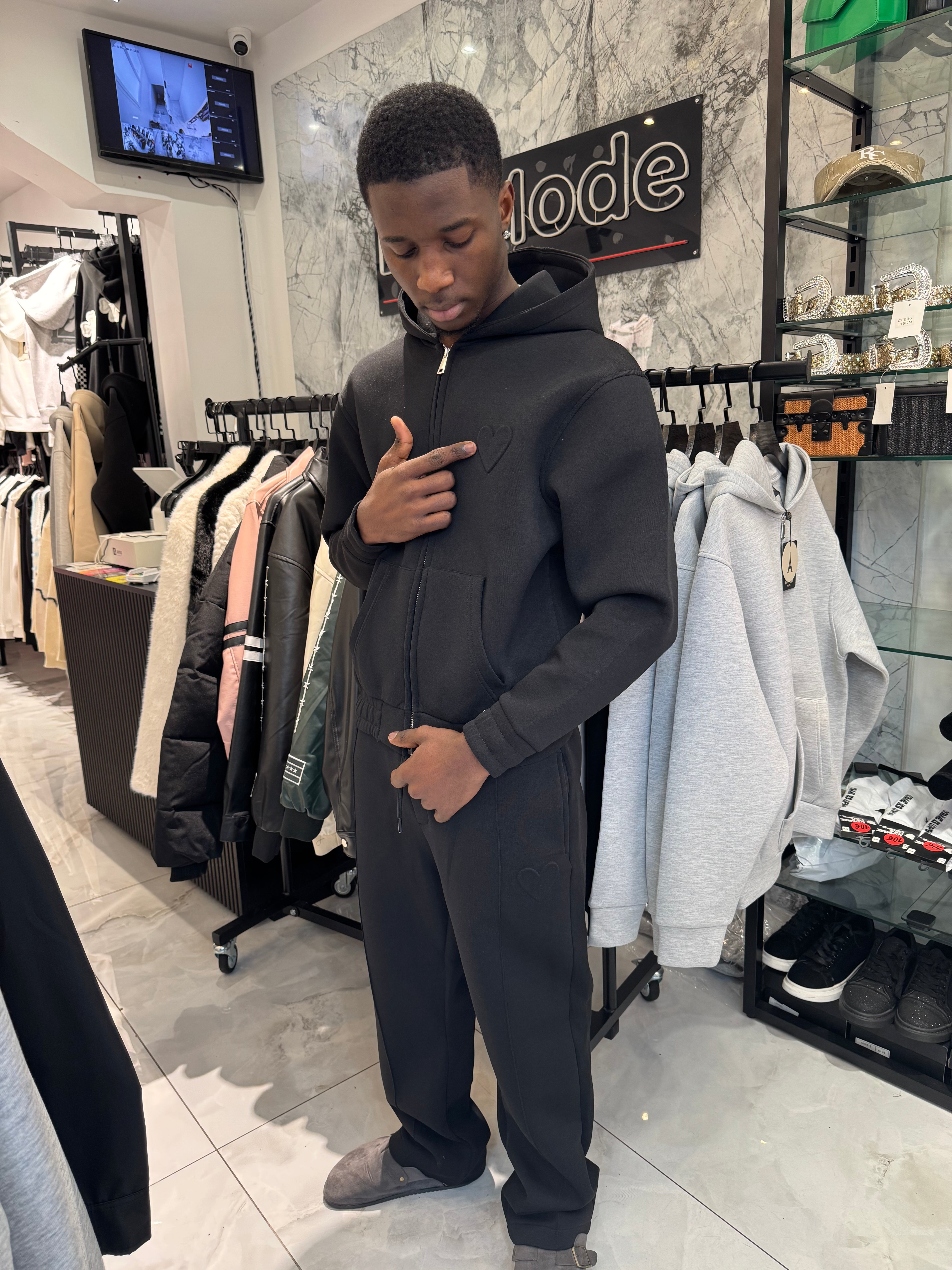 Ensemble Croped Cœur Noir