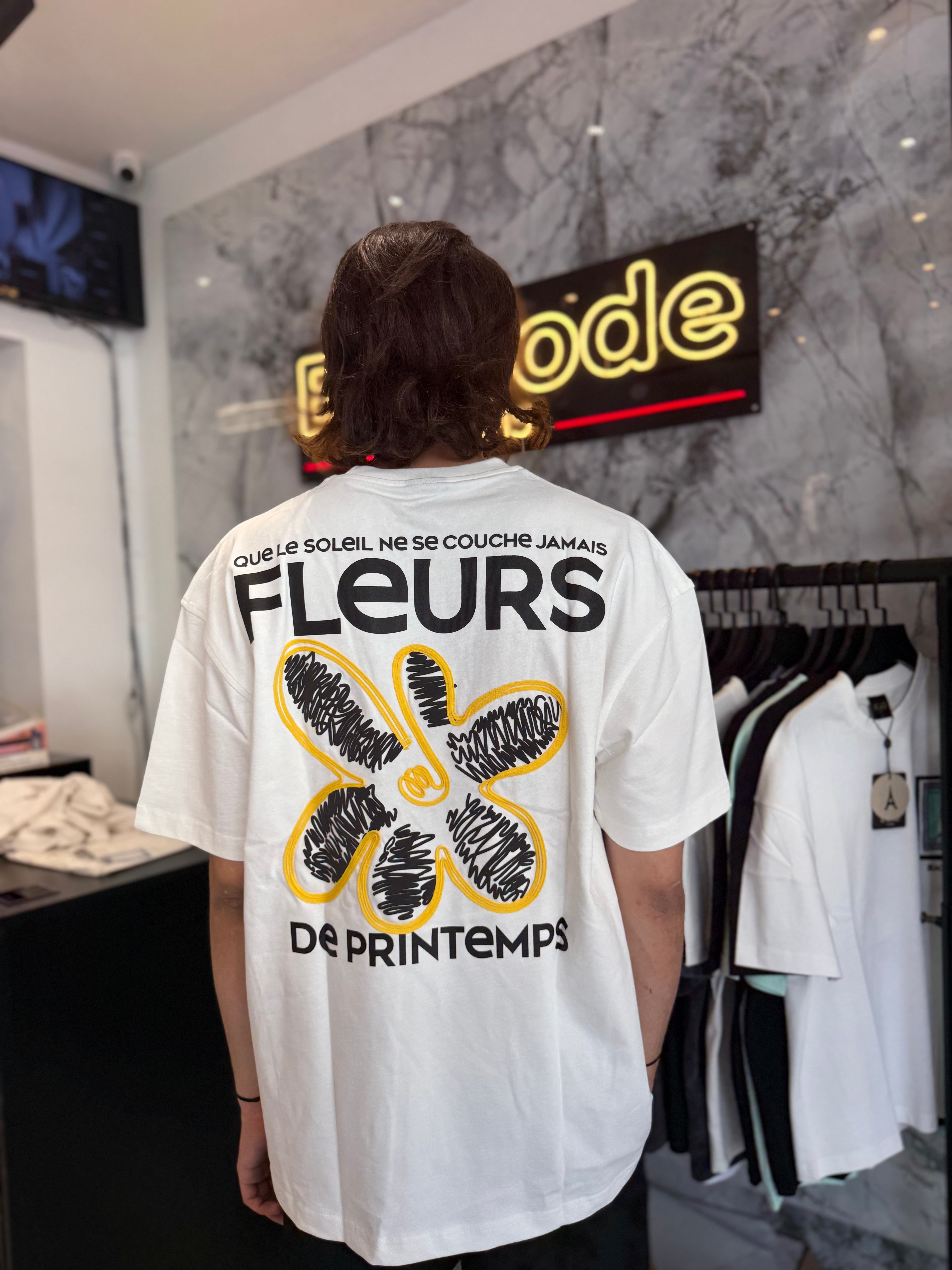 T shirt Flower blanc