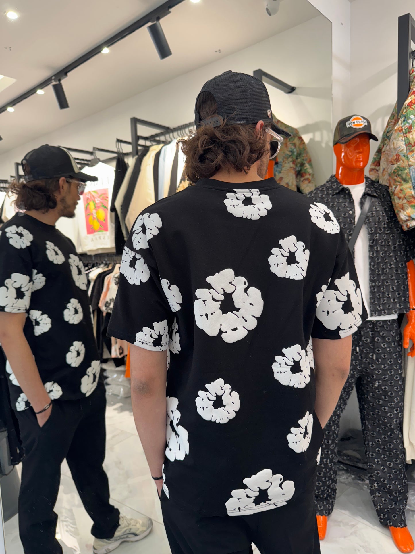 T shirt Black Flower