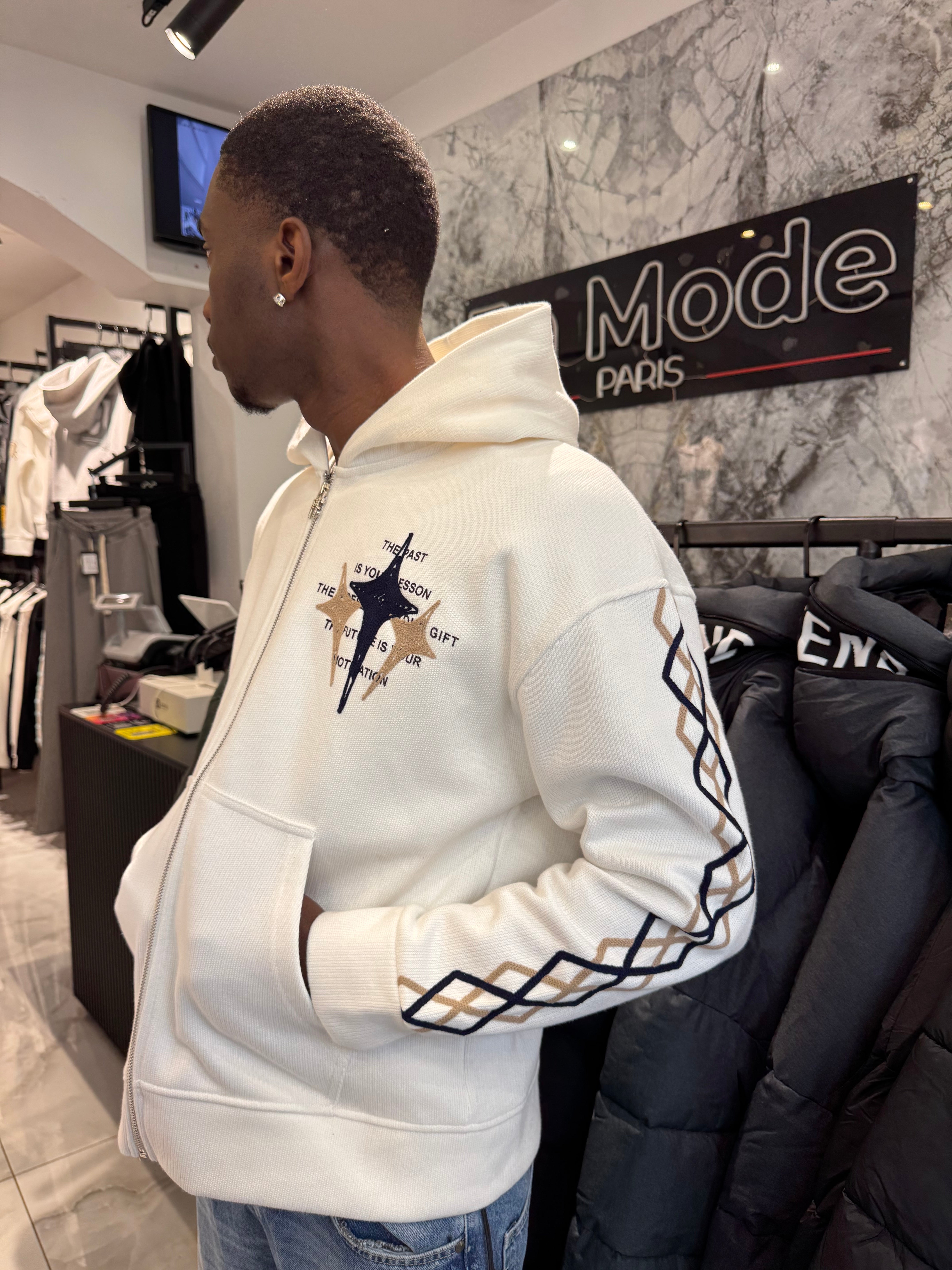 Sweat à capuche off se système blanc