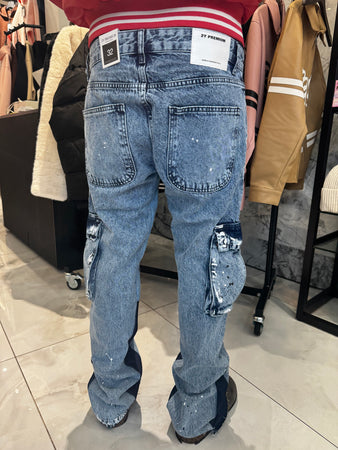 Jean Flare Cargo Bleu