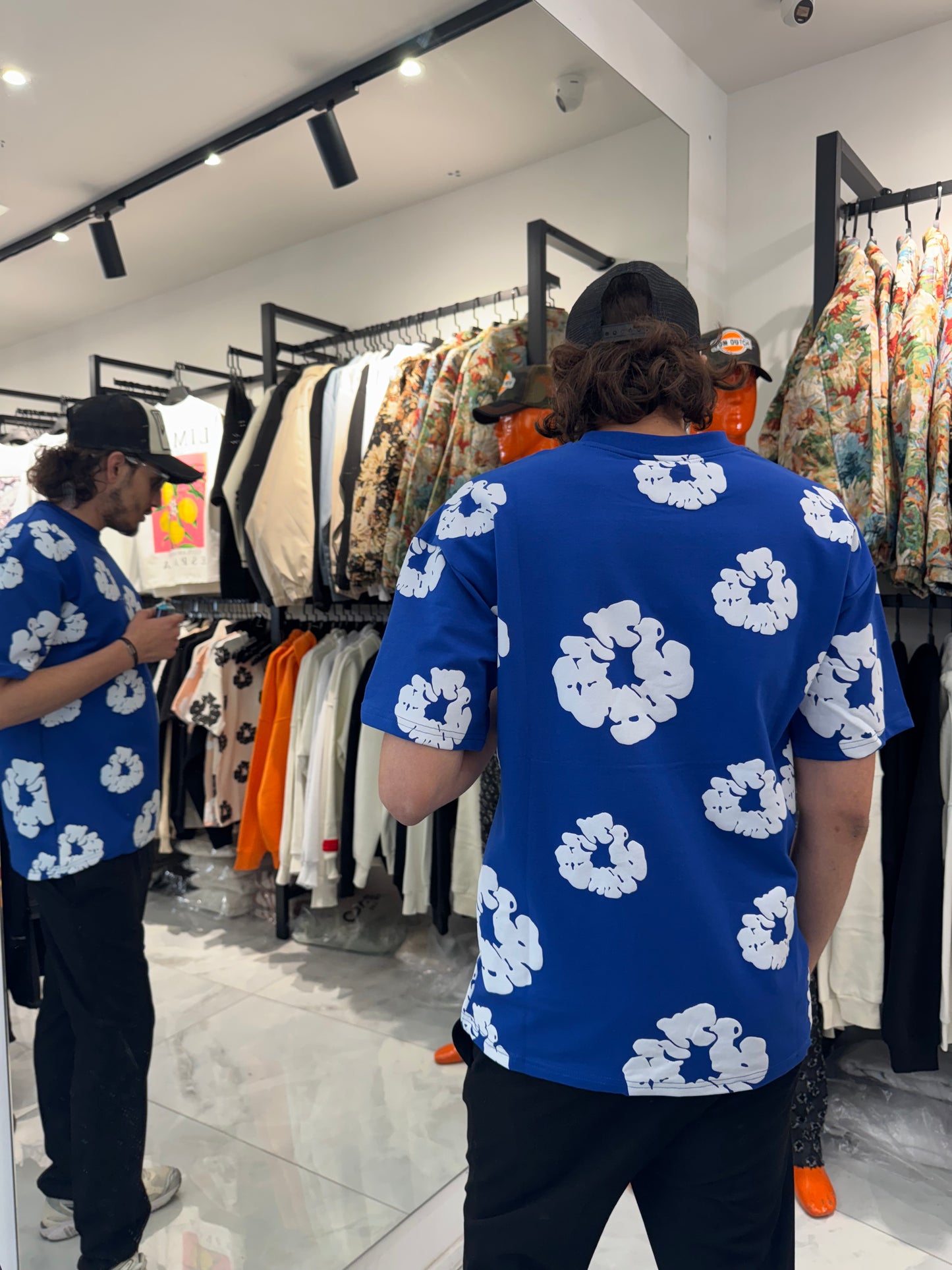 T shirt Flower Bleu