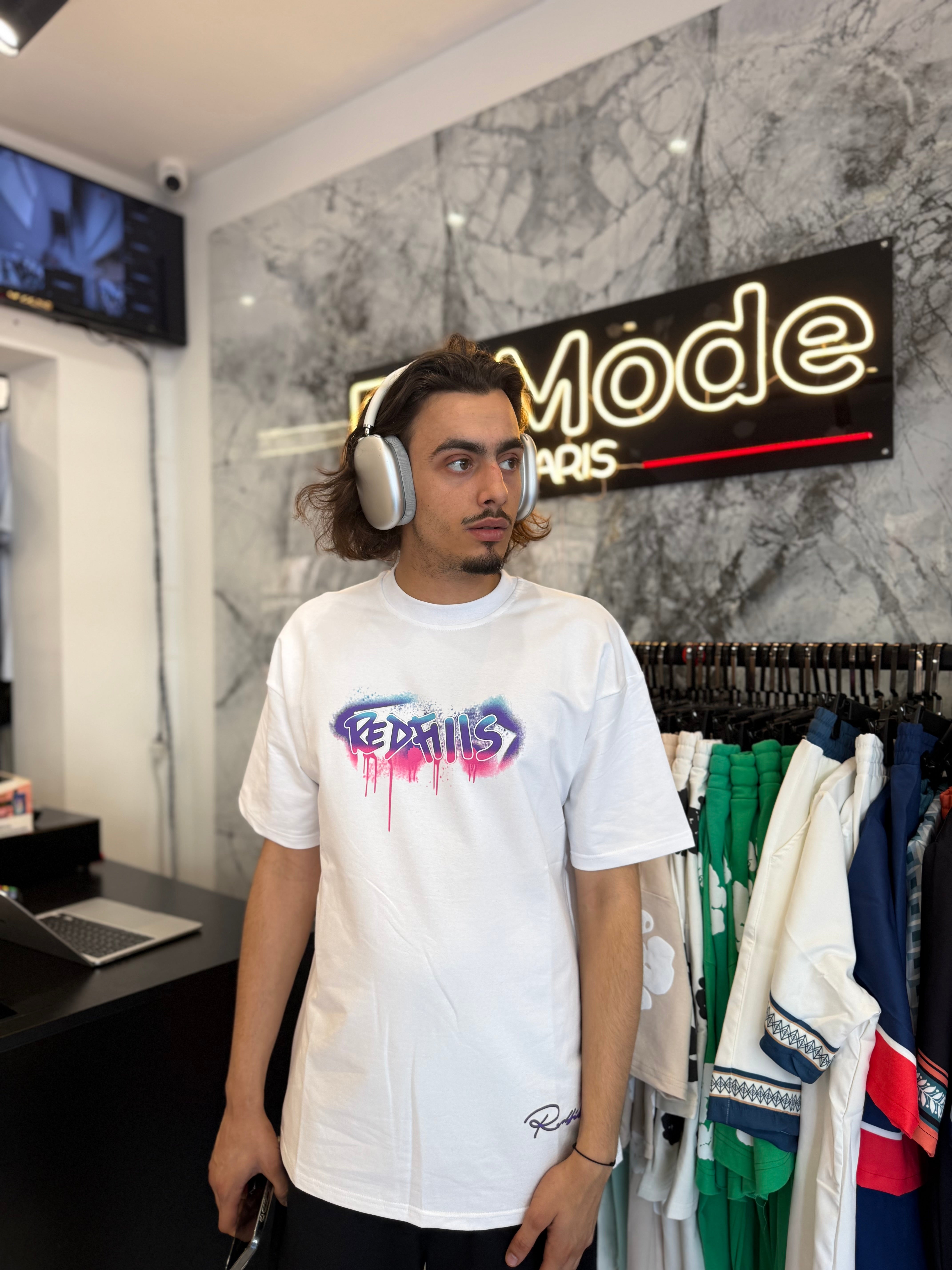 T shirt Red Fils Blanc