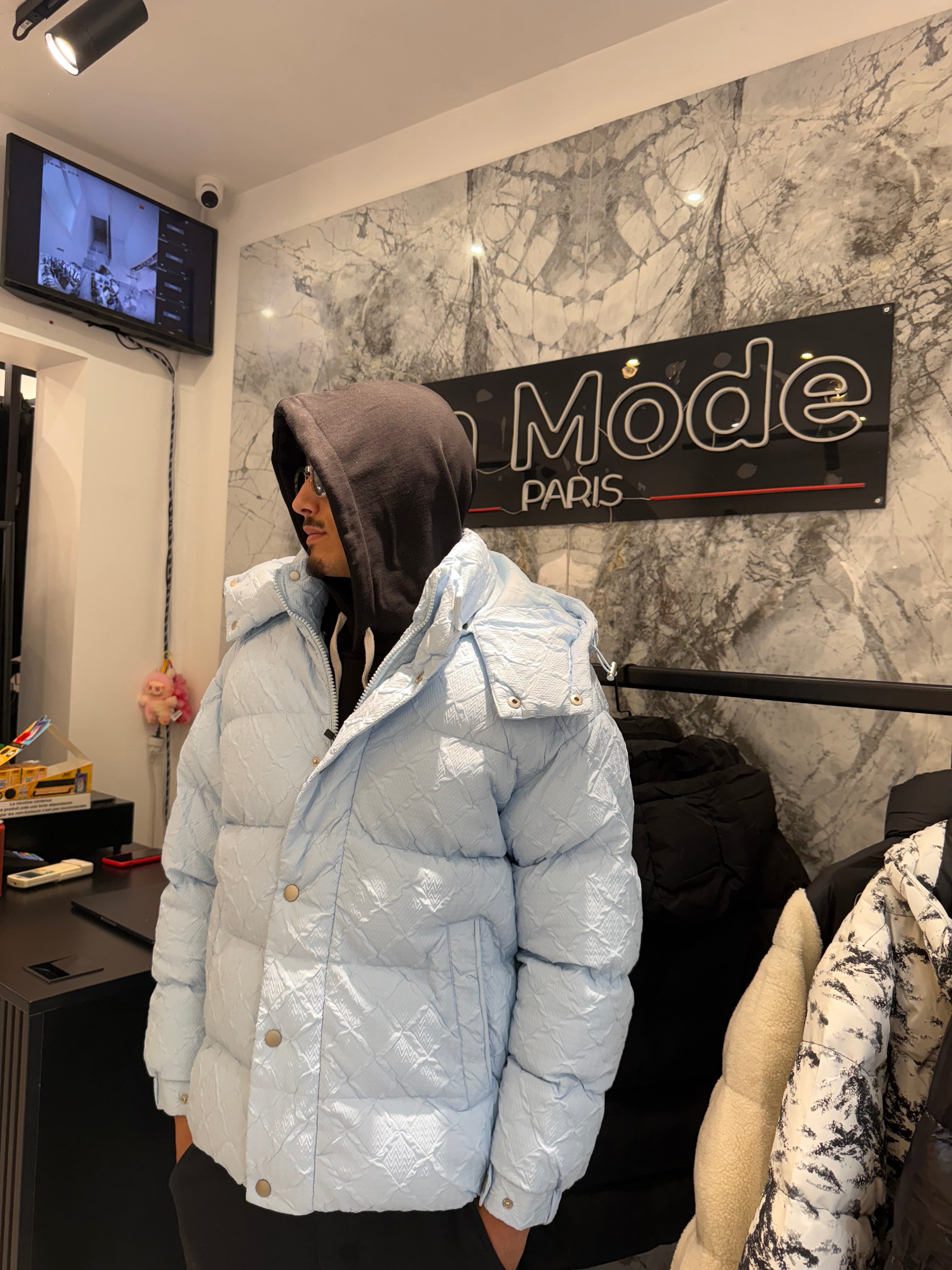 Doudoune pixel Bleue