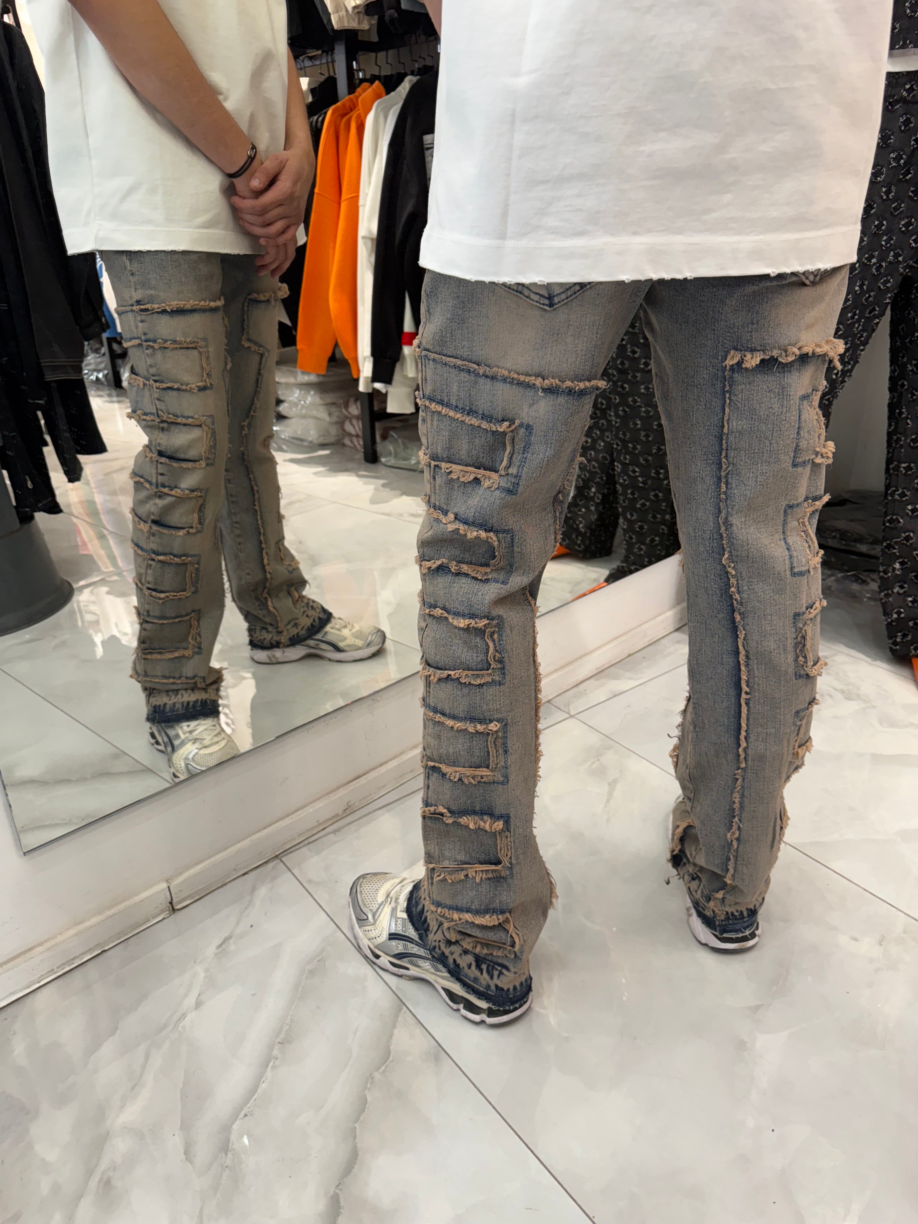 Jean Flaire Patch Bleu délavé