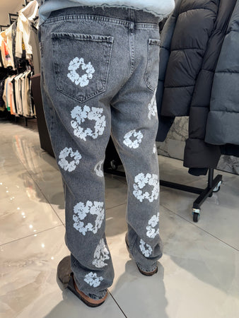 Jean Fleurs Gris Délavé