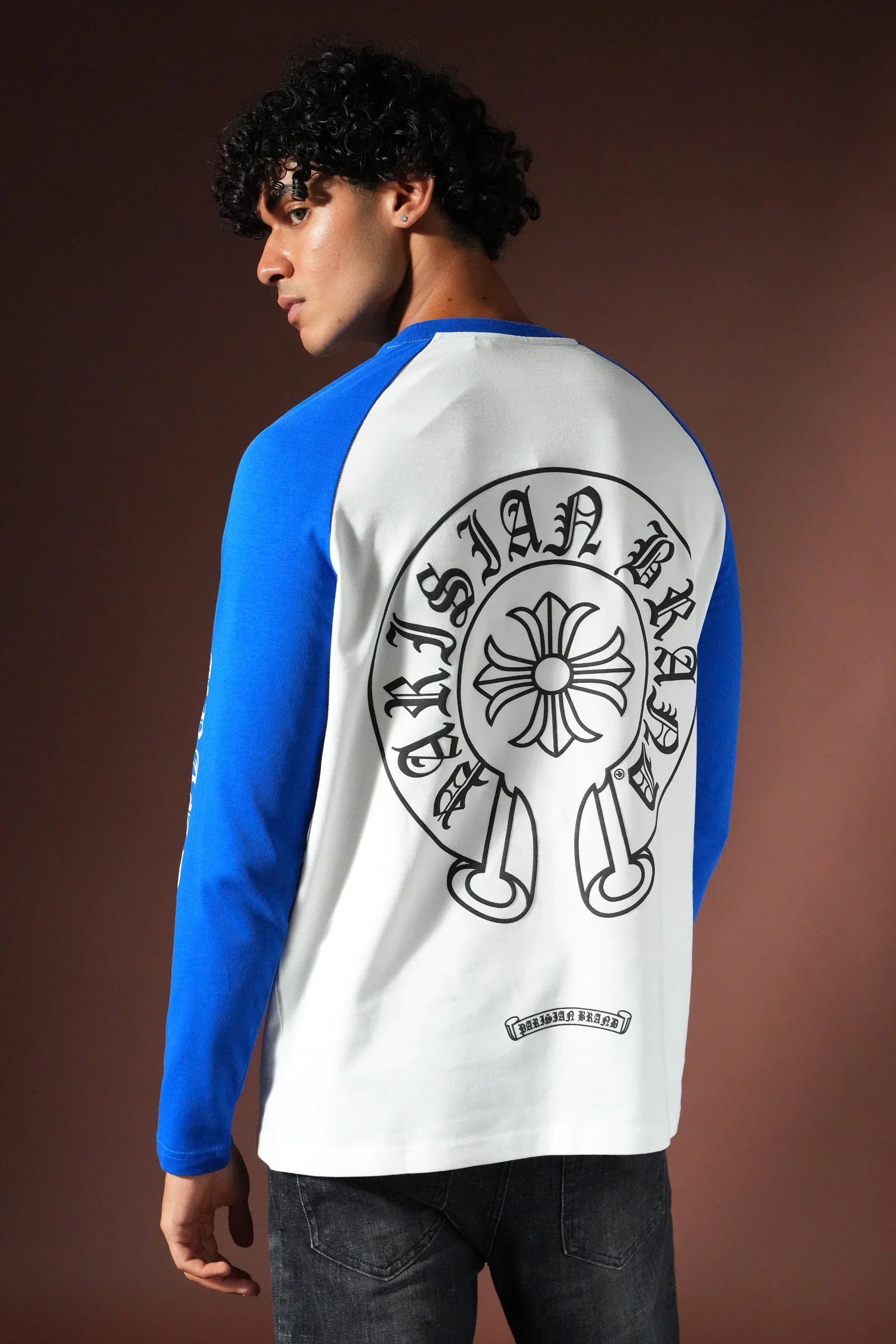 T-shirt Manche Long Bleu - Blanc