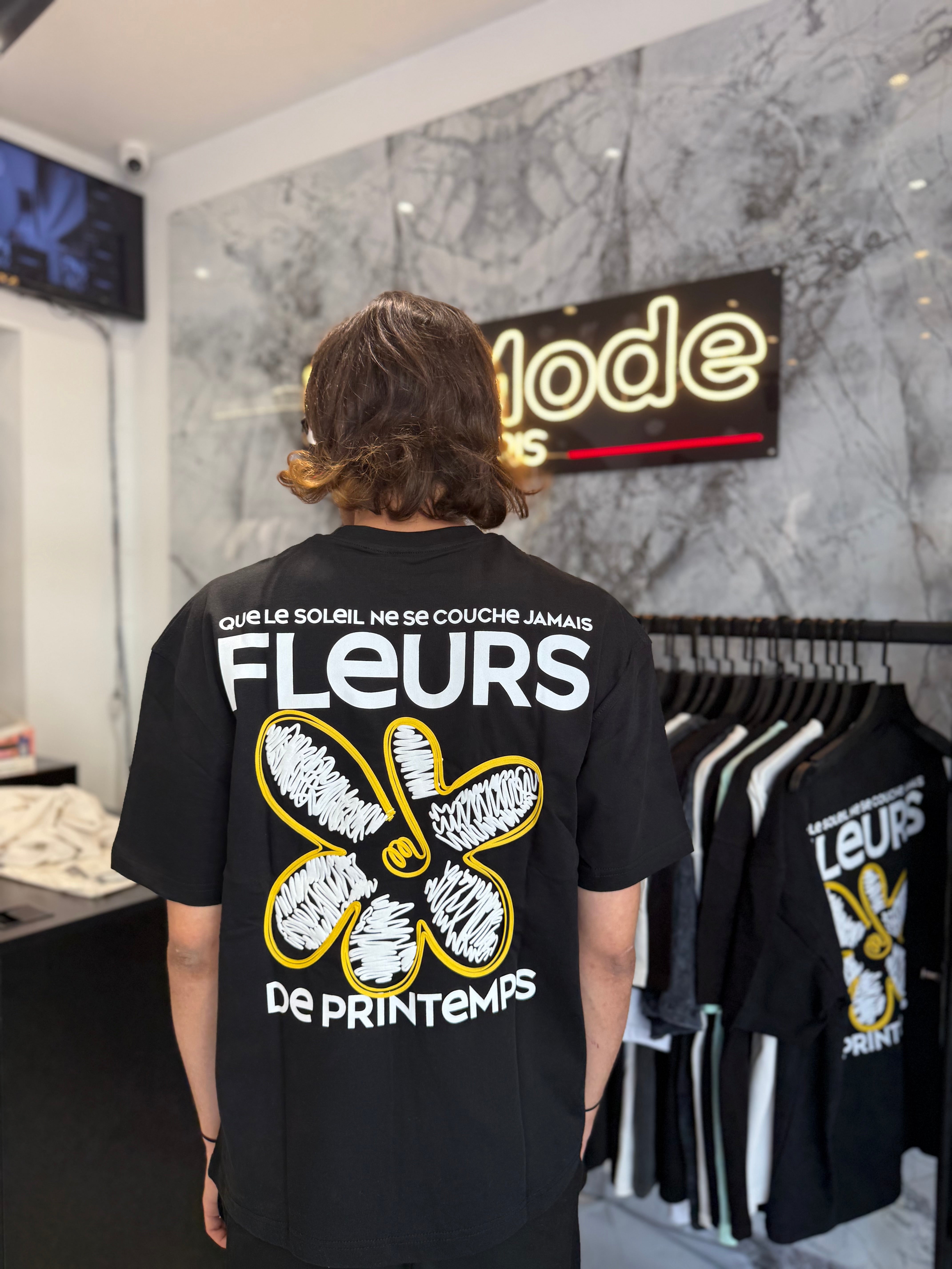 T Shirt Flower Noir