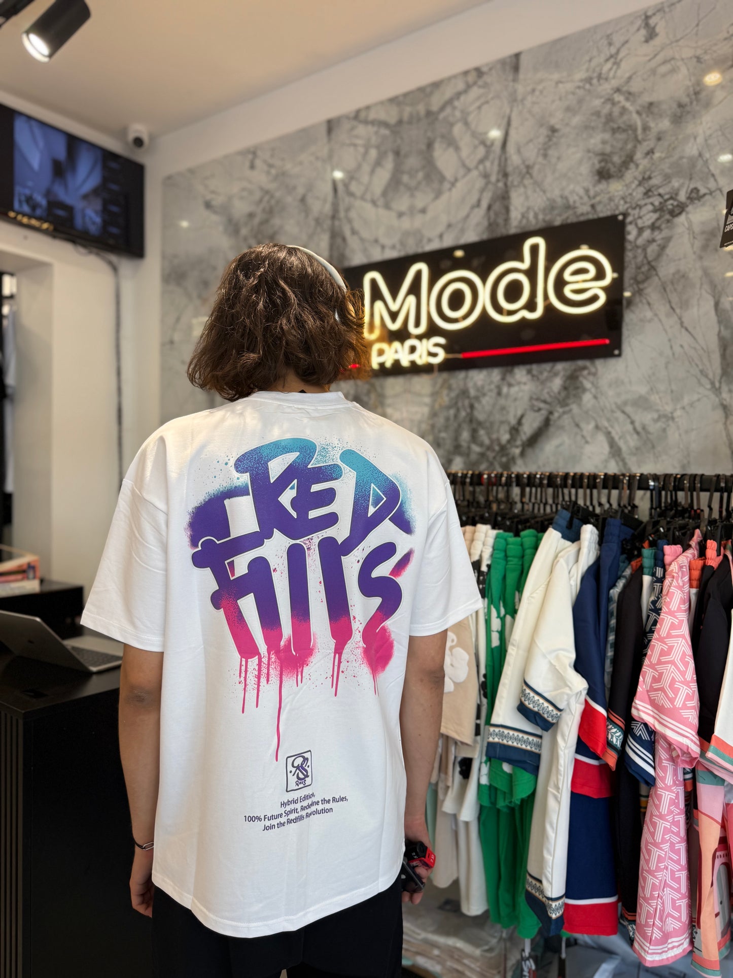 T shirt Red Fils Blanc