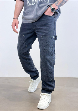 Pantalon Bleu Foncé à Fausses Poches