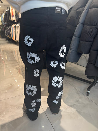 Jean fleurs Noir