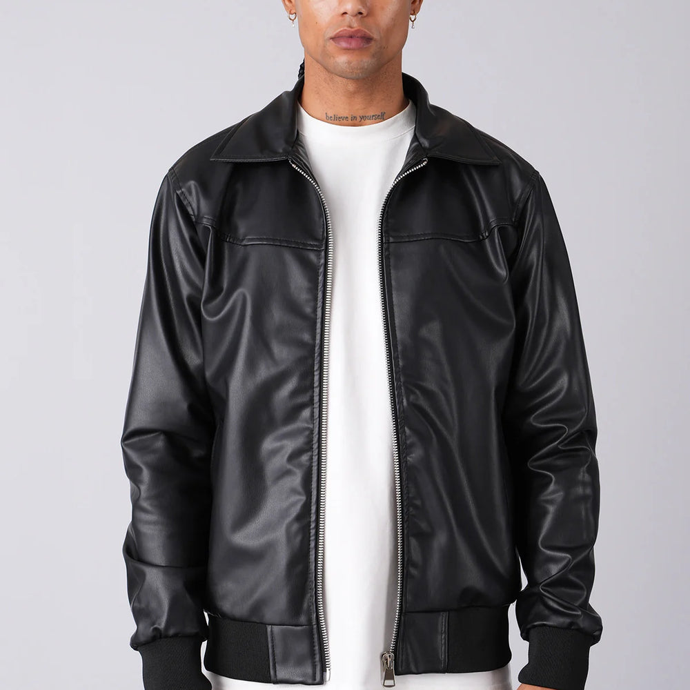 Bombers Noir Simili Cuir