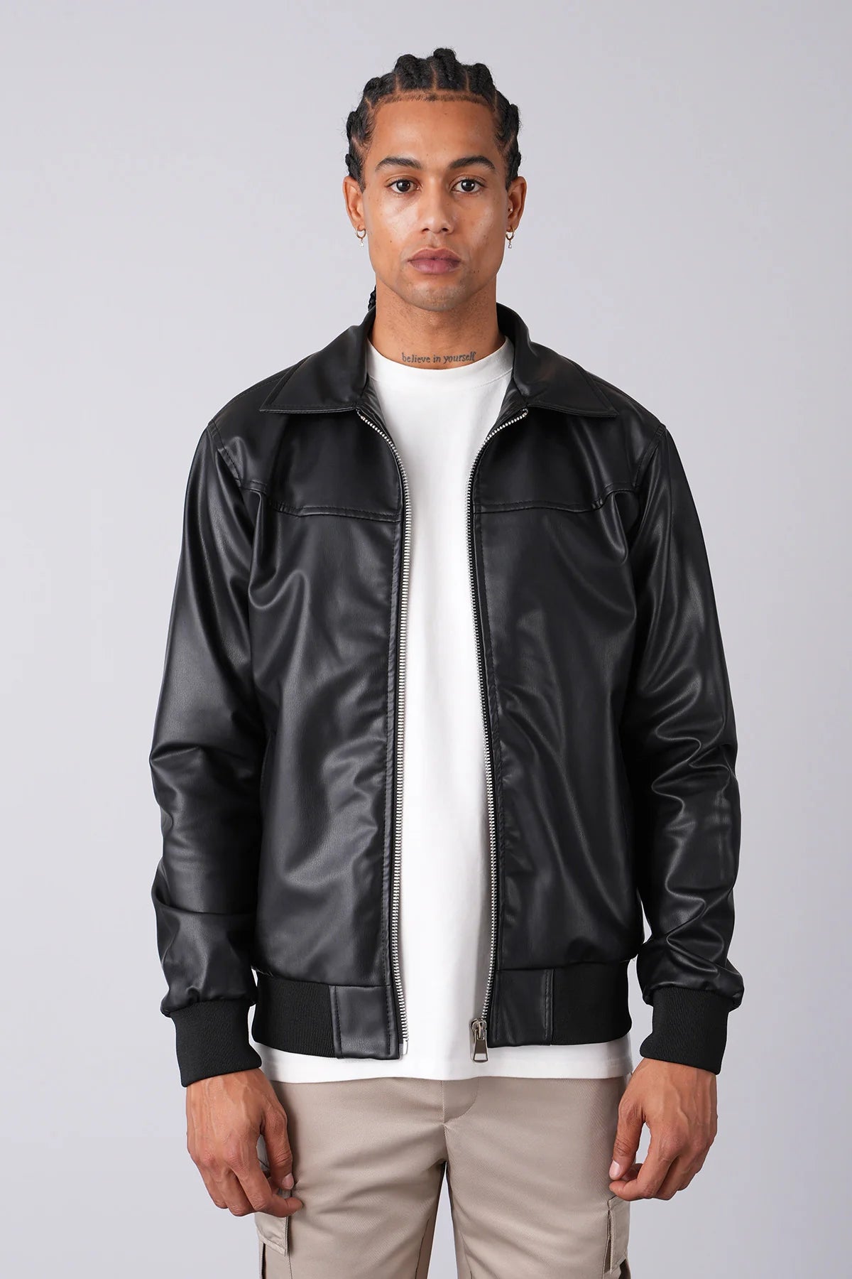 Bombers Noir Simili Cuir