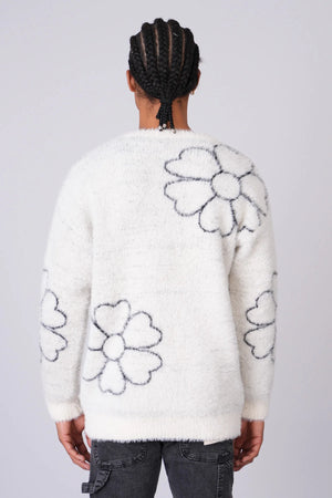 Pull Flower White et Grey