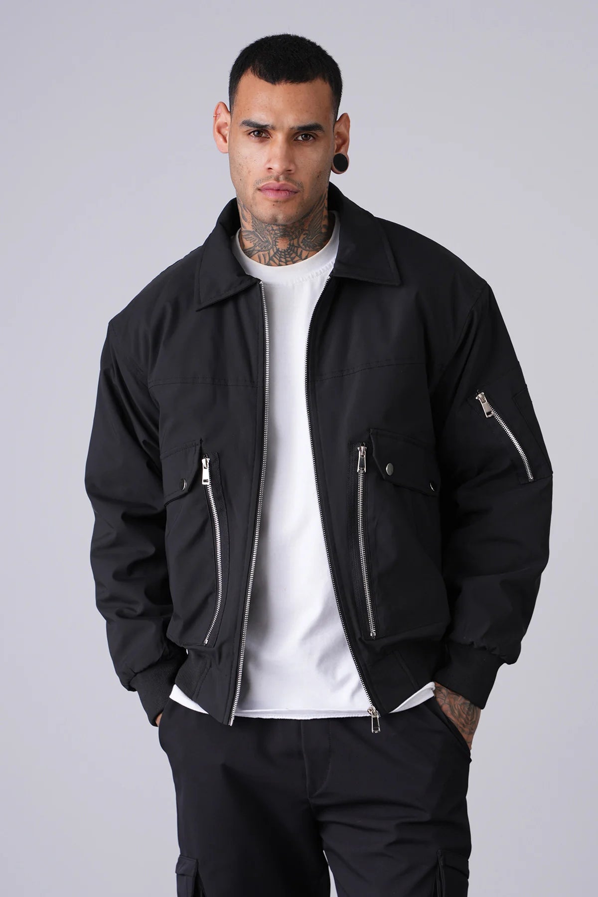 Bombers Fermeture Motard Noir