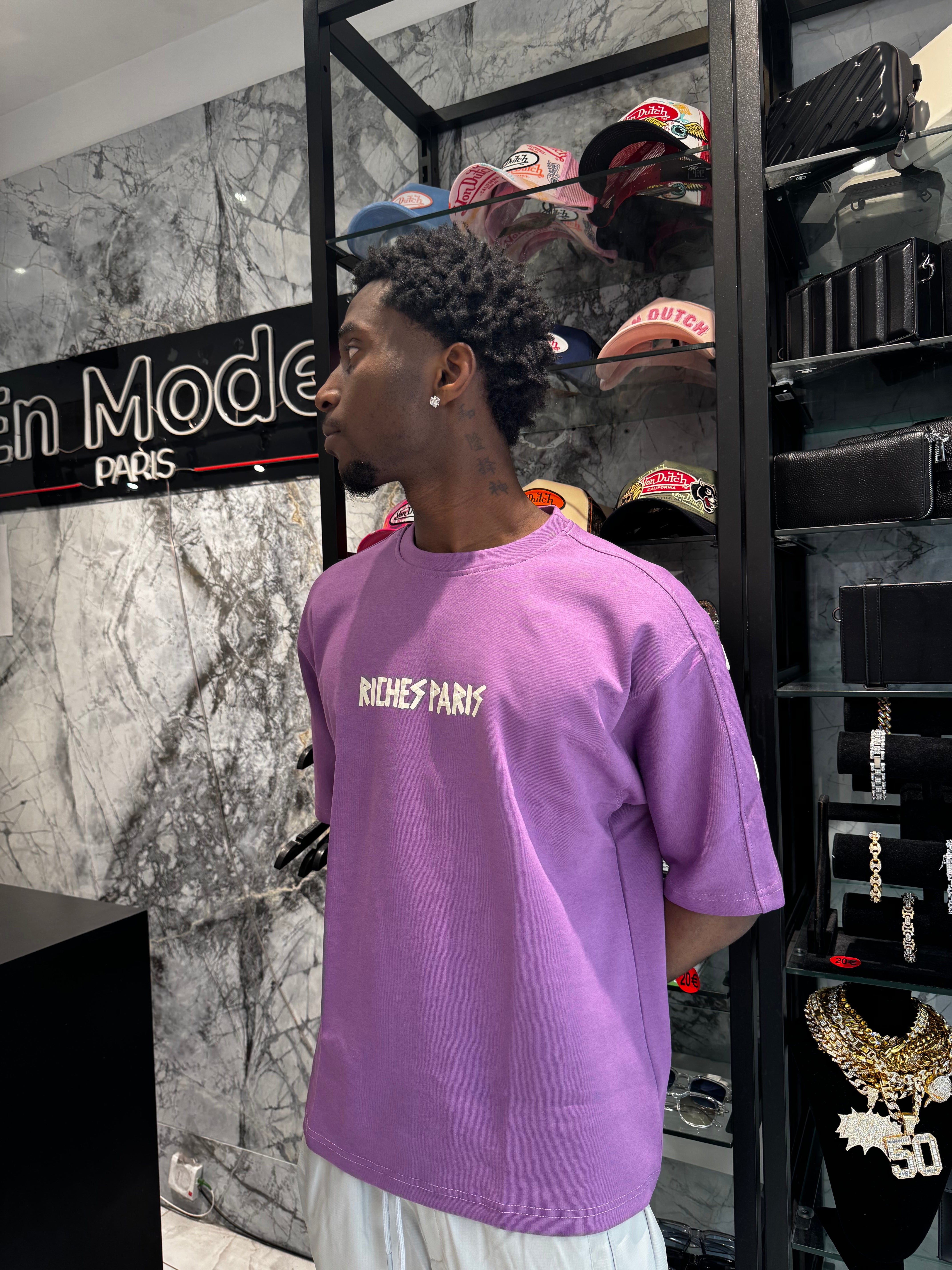 TEE shirt riches Paris violet