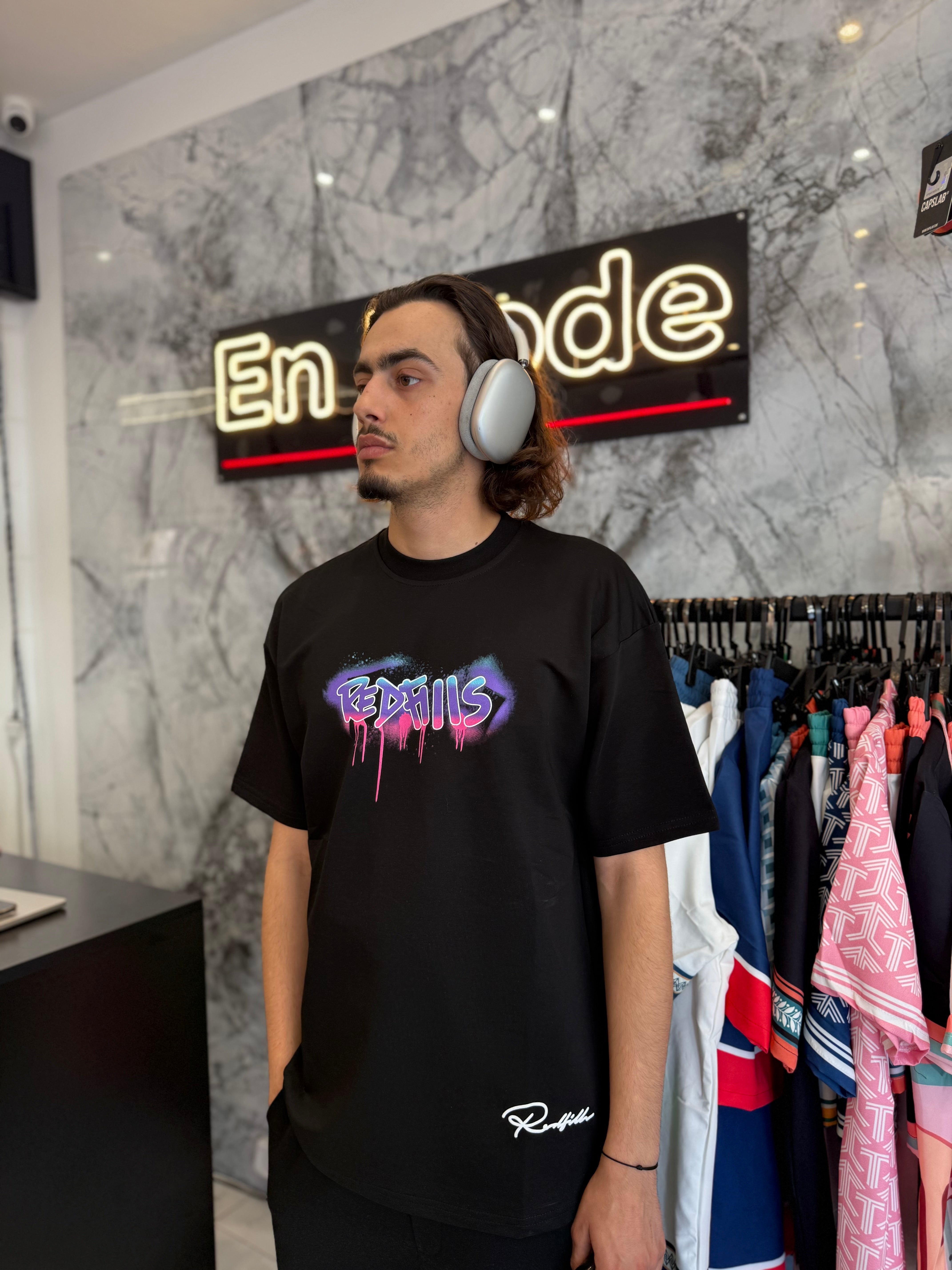 T shirt Red Fils Noir