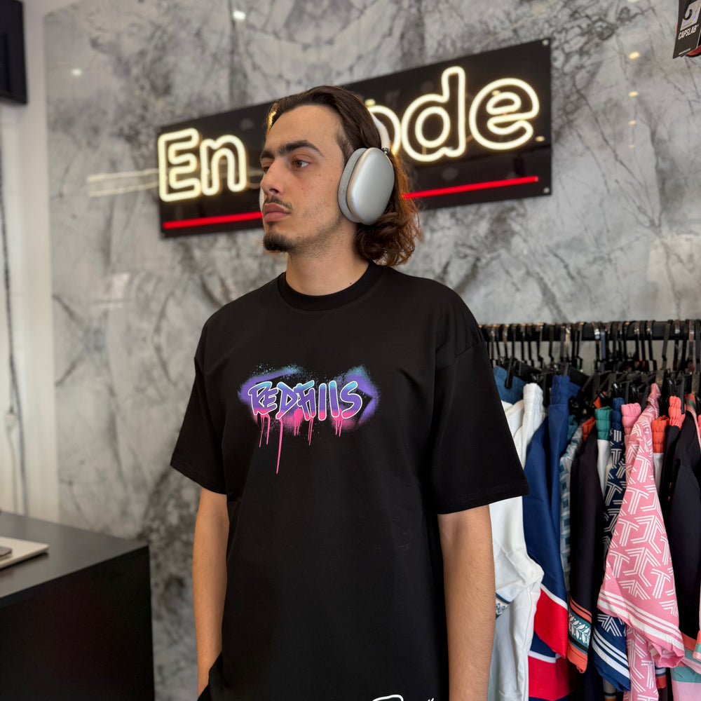 T shirt Red Fils Noir