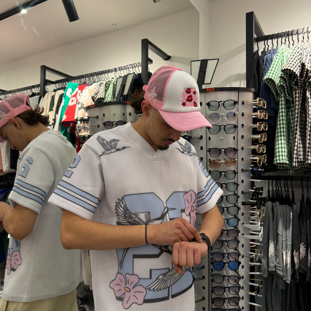 T shirt Hockey Bleu Rose
