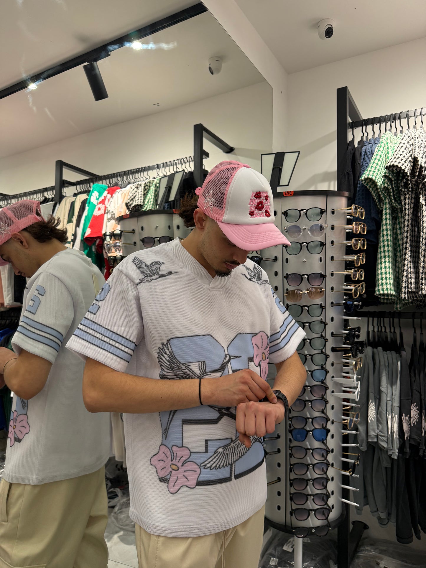 T shirt Hockey Bleu Rose